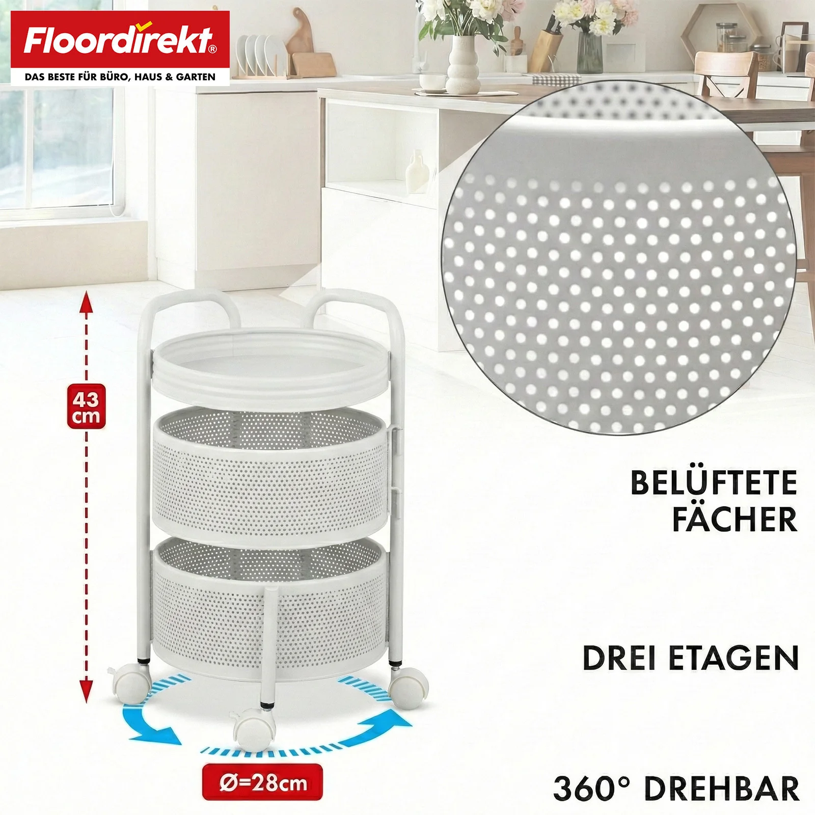 Rollwagen | Henry | Küchenwagen aus Stahl mit Rollen | Servierwagen | 3 oder 5 Etagen | Weiß & Schwarz - Image 23