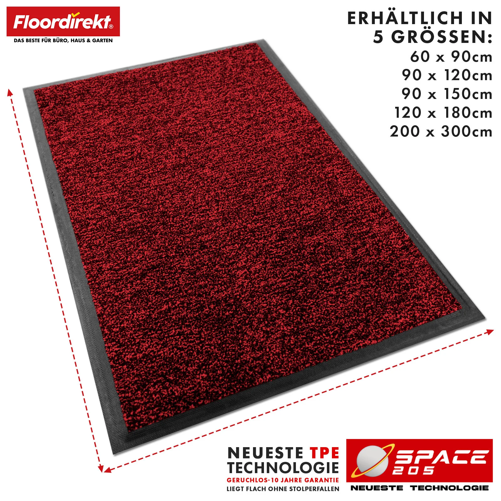Schmutzfangmatte | Space 205 | Rutschfeste Fußmatte mit innovativer TPE-Technologie in Rand & Rückseite | Ideal für Eingänge, Flur & Haustür | In verschiedenen Farben & Größen - Image 16