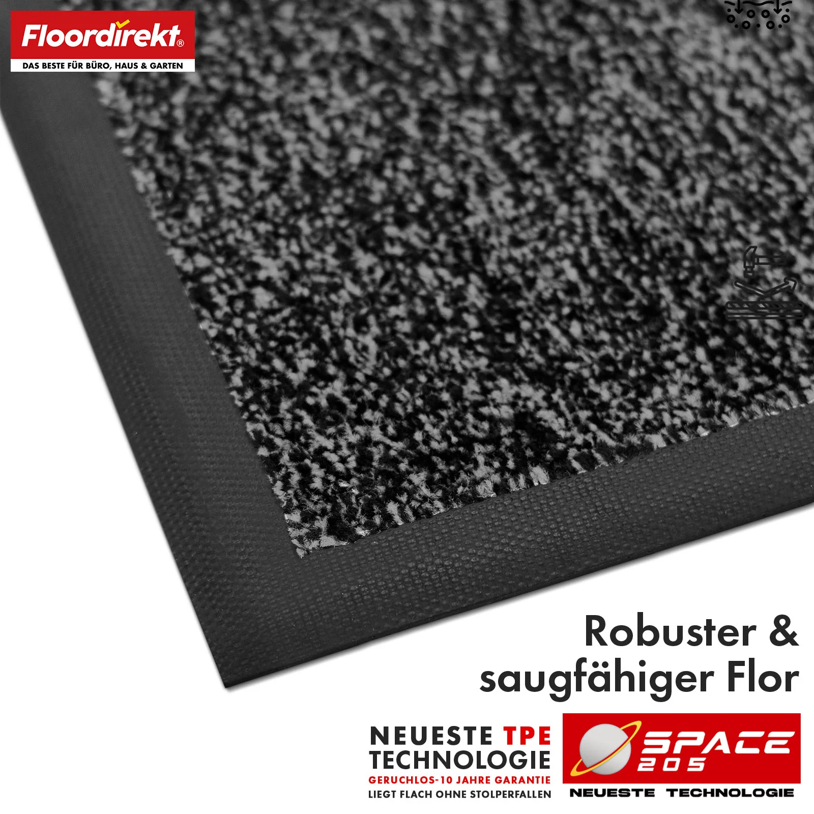 Schmutzfangmatte | Space 205 | Rutschfeste Fußmatte mit innovativer TPE-Technologie in Rand & Rückseite | Ideal für Eingänge, Flur & Haustür | In verschiedenen Farben & Größen - Image 3