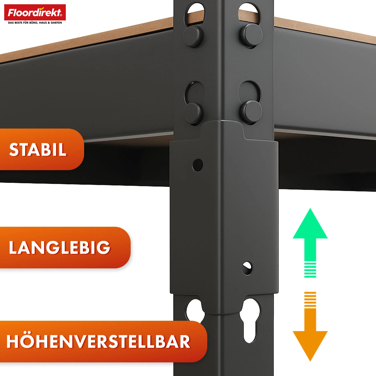 Schwerlastregal | Rhino | Lagerregal mit 5 Böden | 1050 kg Traglast | innovatives Stecksystem | In verschiedenen Farben & Größen - Image 13
