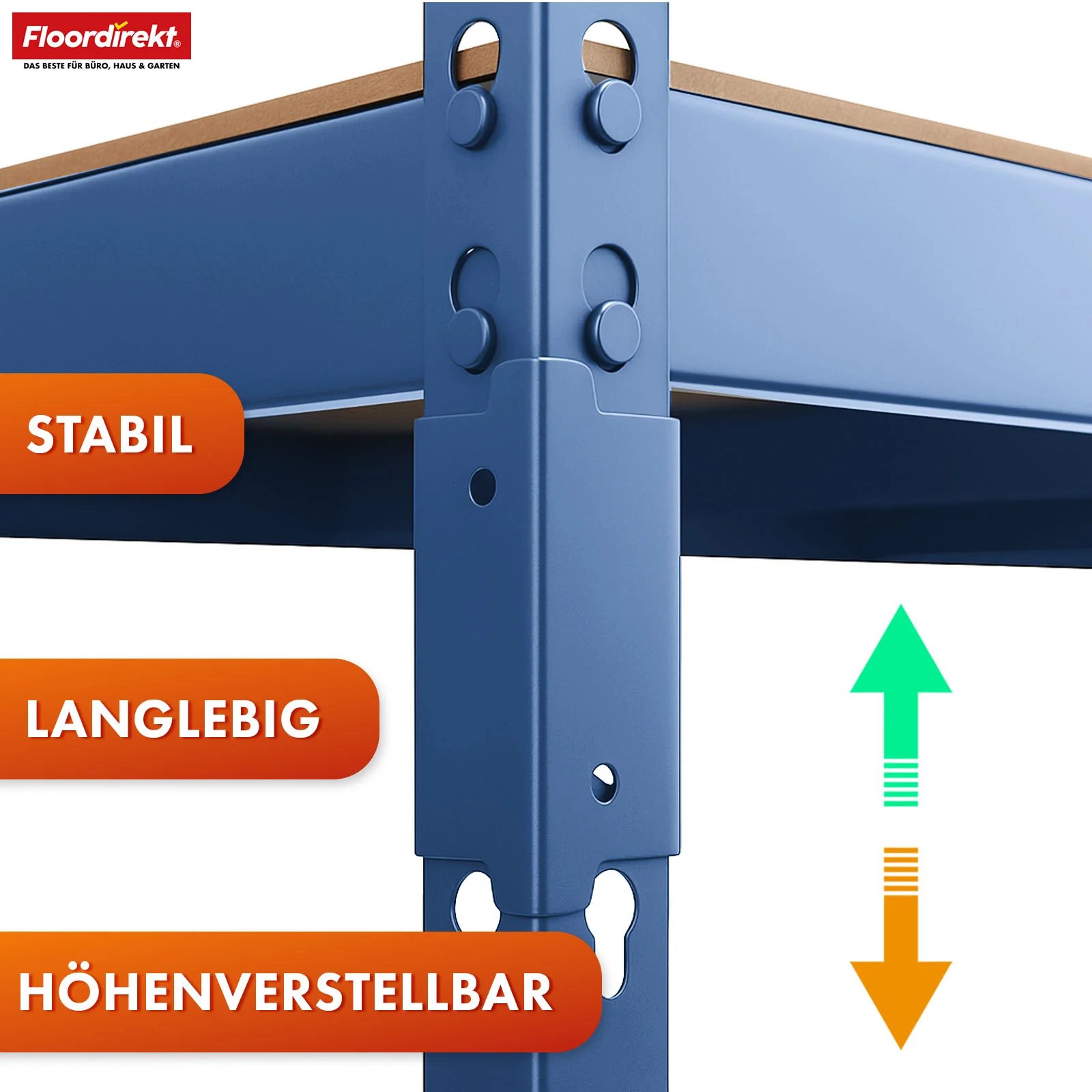 Schwerlastregal | Rhino | Lagerregal mit 5 Böden | 1050 kg Traglast | innovatives Stecksystem | In verschiedenen Farben & Größen - Image 21