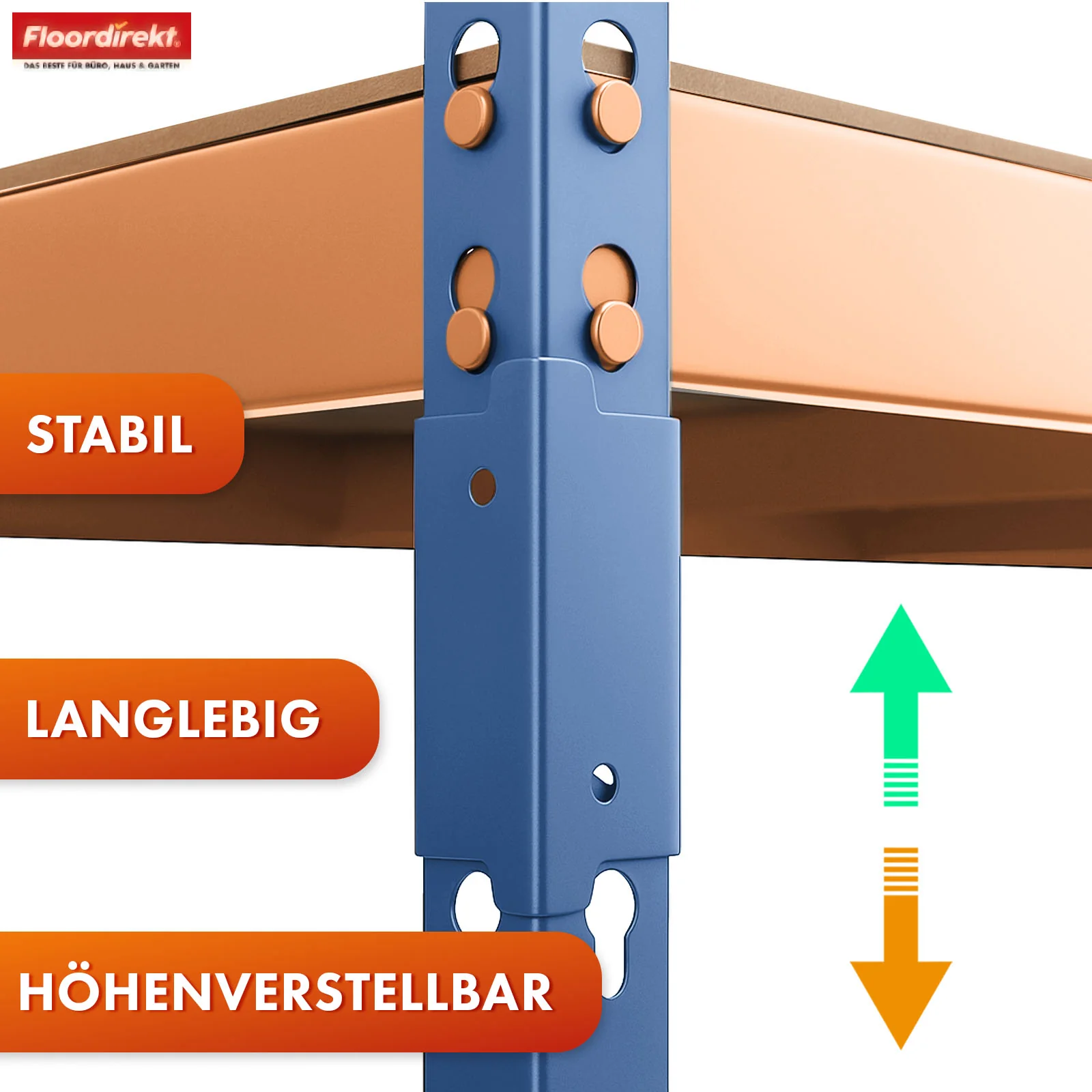 Schwerlastregal | Rhino | Lagerregal mit 5 Böden | 1050 kg Traglast | innovatives Stecksystem | In verschiedenen Farben & Größen - Image 29