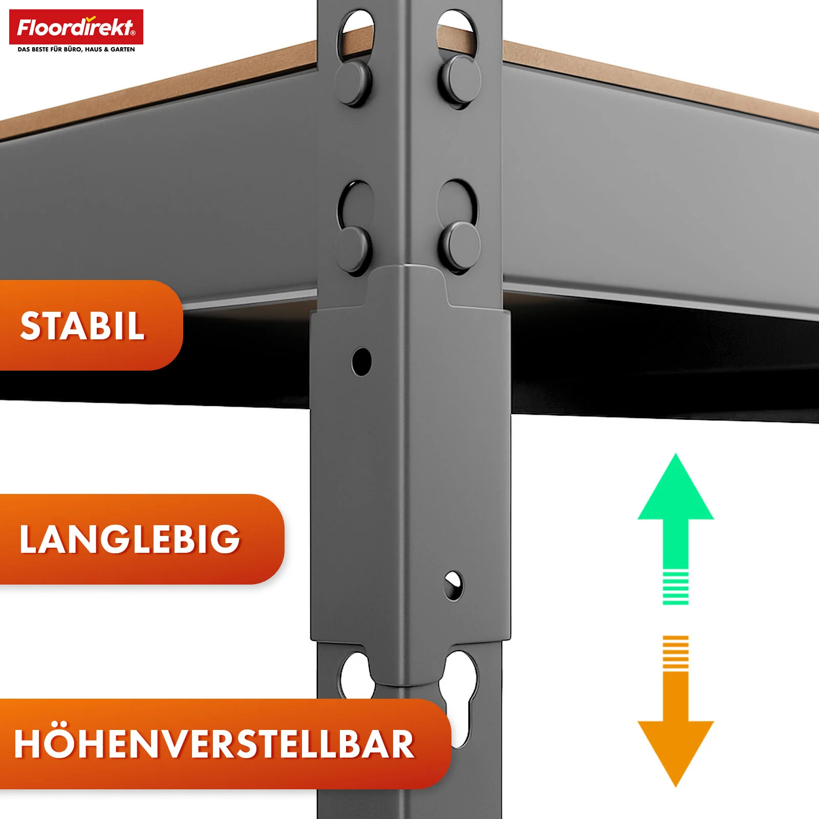 Schwerlastregal | Rhino | Lagerregal mit 5 Böden | 1050 kg Traglast | innovatives Stecksystem | In verschiedenen Farben & Größen - Image 37