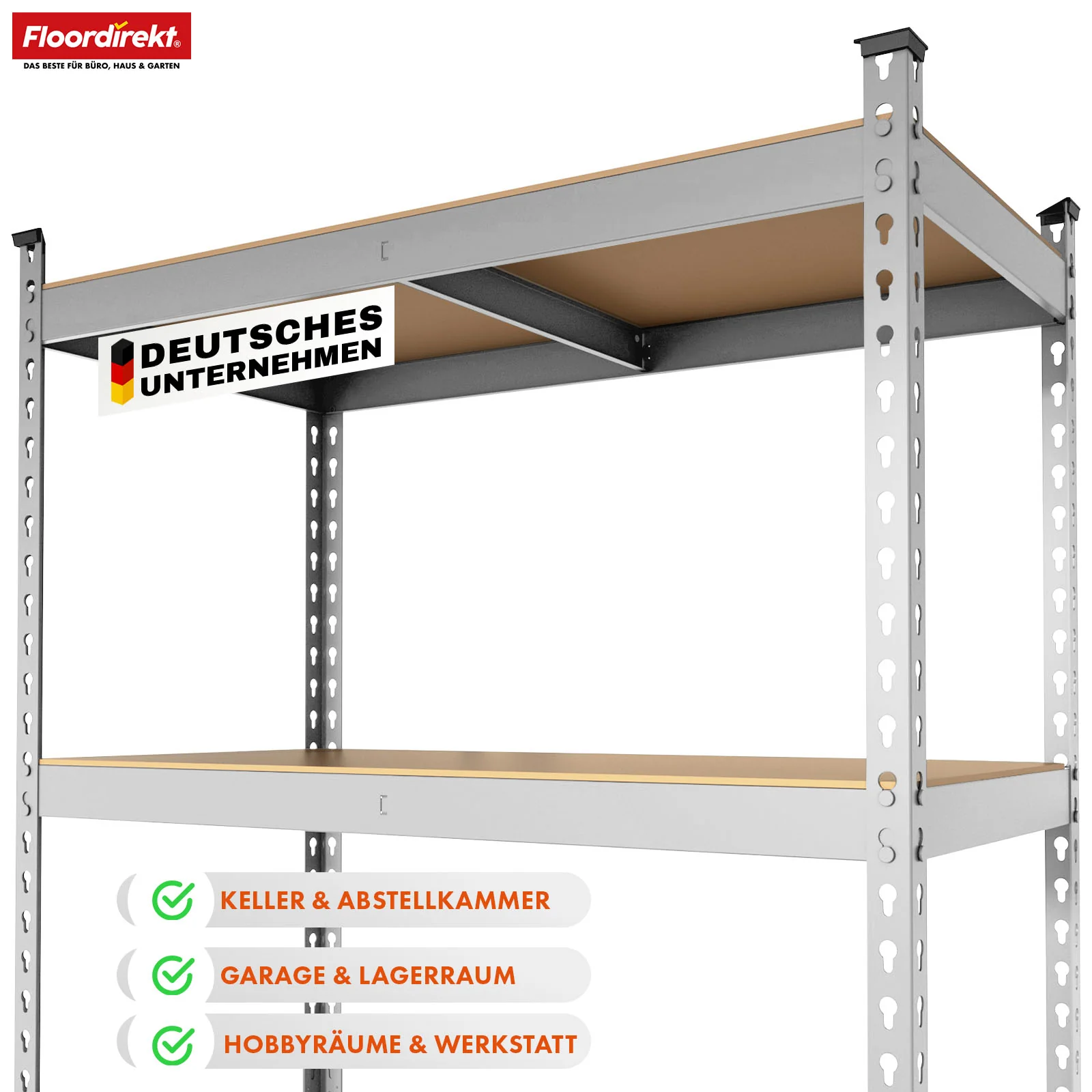 Schwerlastregal | Rhino | Lagerregal mit 5 Böden | 1050 kg Traglast | innovatives Stecksystem | In verschiedenen Farben & Größen - Image 7