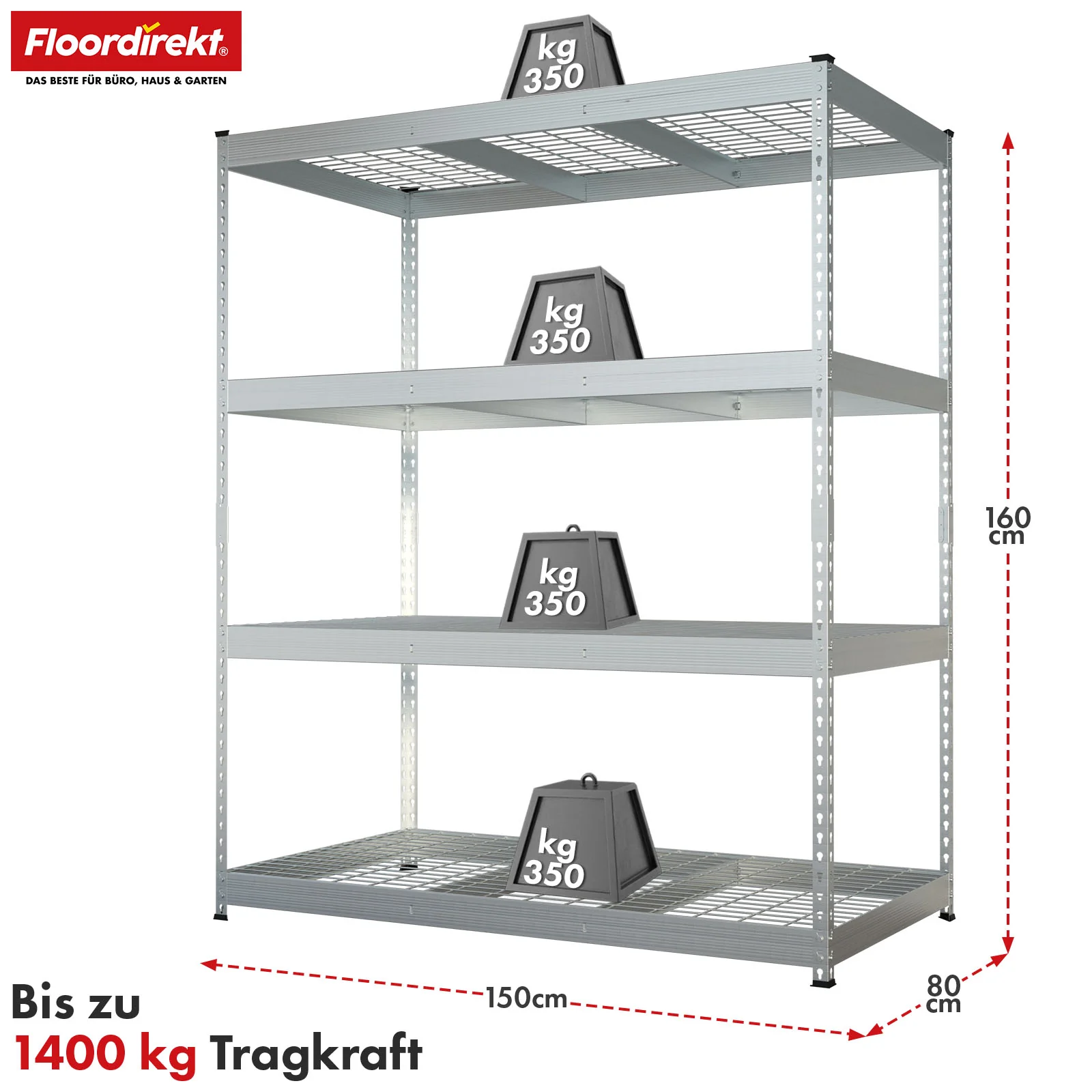 Schwerlastregal | Yukon Rivet | Stahlregal mit Gitterböden | 250–350 kg Tragkraft je Etage | Verschiedene Größen & Farben - Image 101