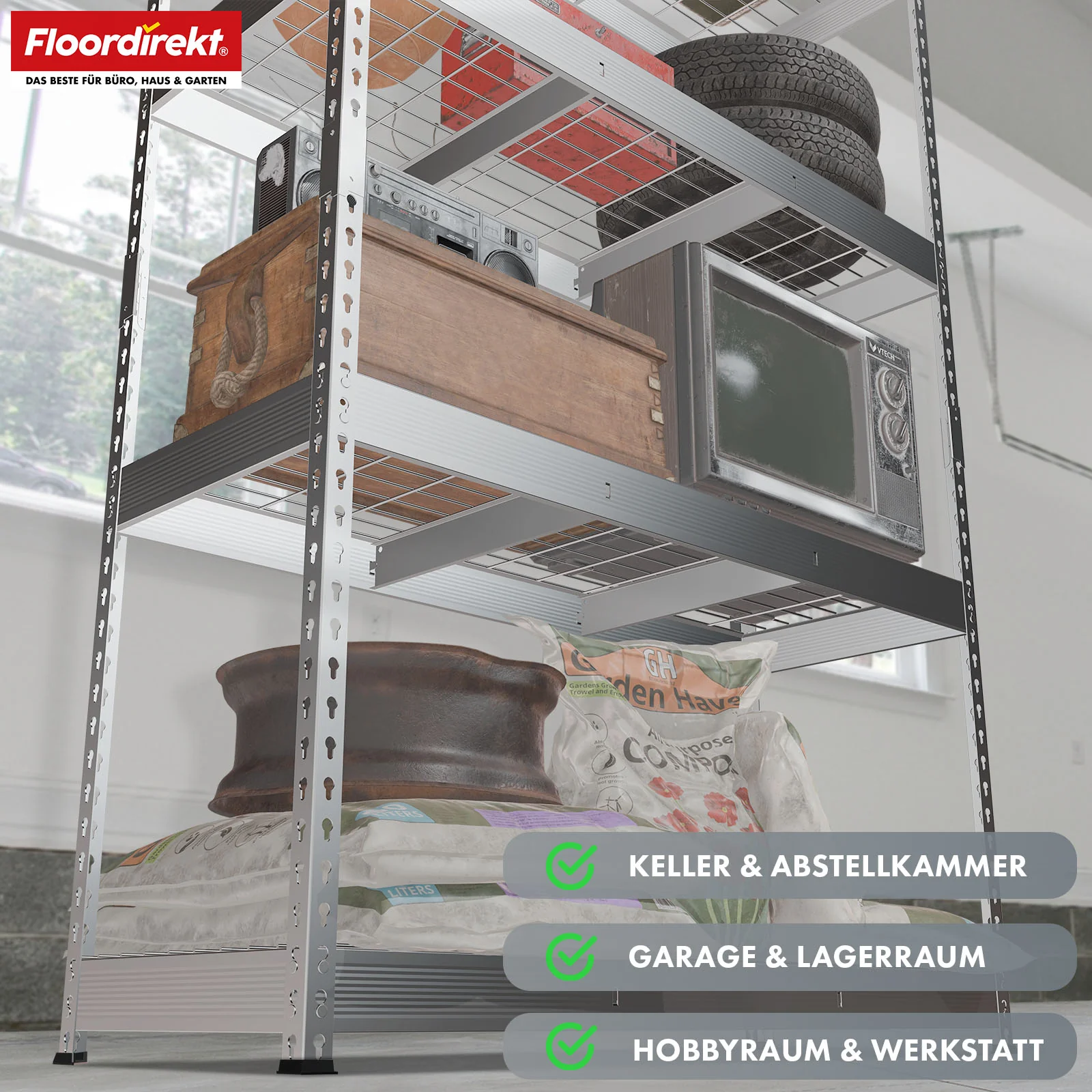 Schwerlastregal | Yukon Rivet | Stahlregal mit Gitterböden | 250–350 kg Tragkraft je Etage | Verschiedene Größen & Farben - Image 107