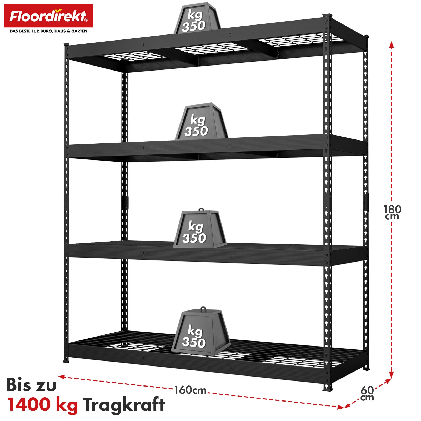 Schwerlastregal | Yukon Rivet | Stahlregal mit Gitterböden | 250–350 kg Tragkraft je Etage | Verschiedene Größen & Farben - Image 38