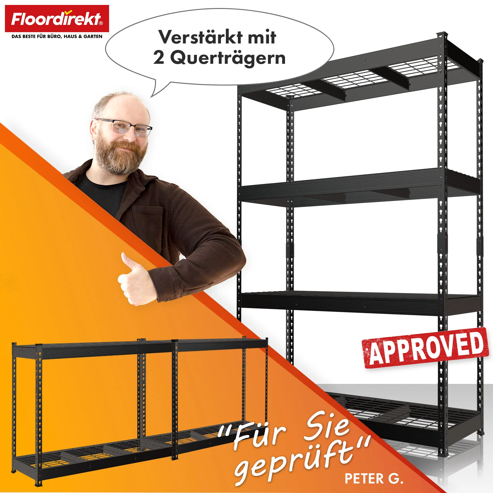 Schwerlastregal | Yukon Rivet | Stahlregal mit Gitterböden | 250–350 kg Tragkraft je Etage | Verschiedene Größen & Farben - Image 43