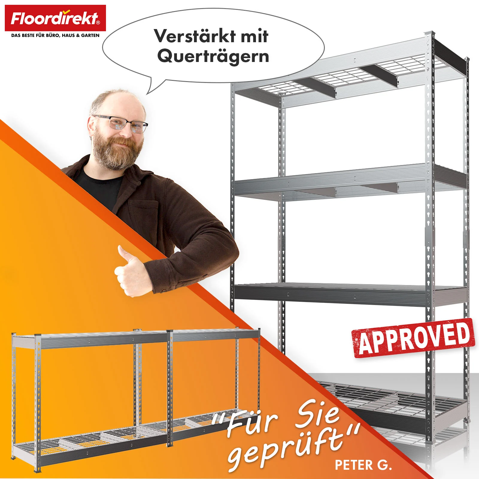 Schwerlastregal | Yukon Rivet | Stahlregal mit Gitterböden | 250–350 kg Tragkraft je Etage | Verschiedene Größen & Farben - Image 70