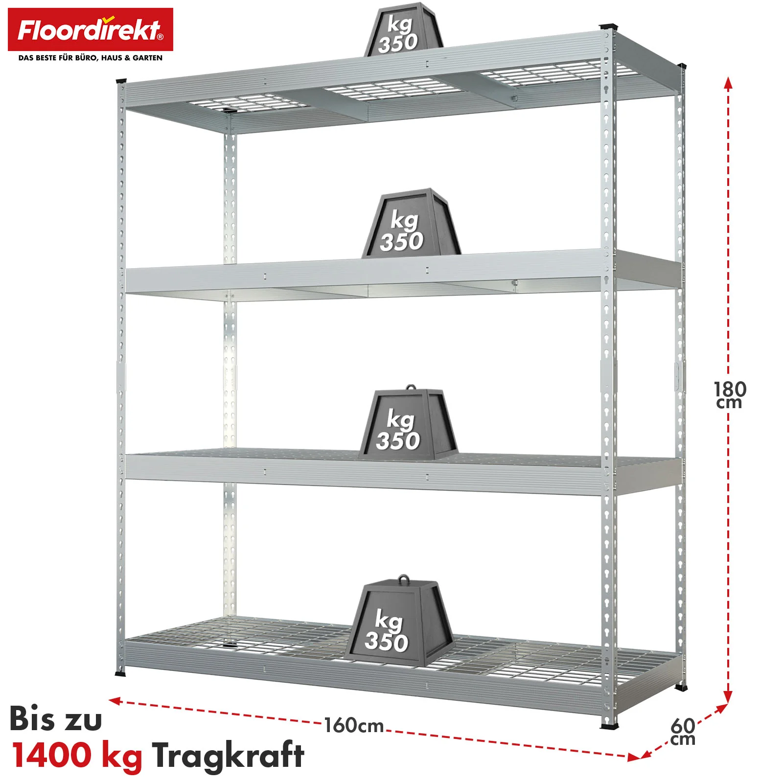 Schwerlastregal | Yukon Rivet | Stahlregal mit Gitterböden | 250–350 kg Tragkraft je Etage | Verschiedene Größen & Farben - Image 92