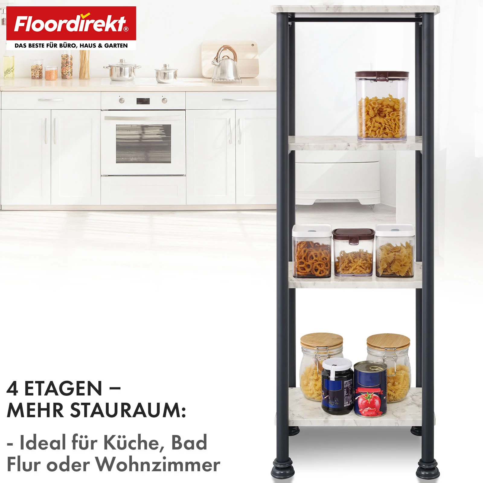 Standregal | Charles | Modernes Regal in Marmor-Optik mit stabiler Stahlkonstruktion | In 3 oder 4 Etagen erhältlich - Image 12