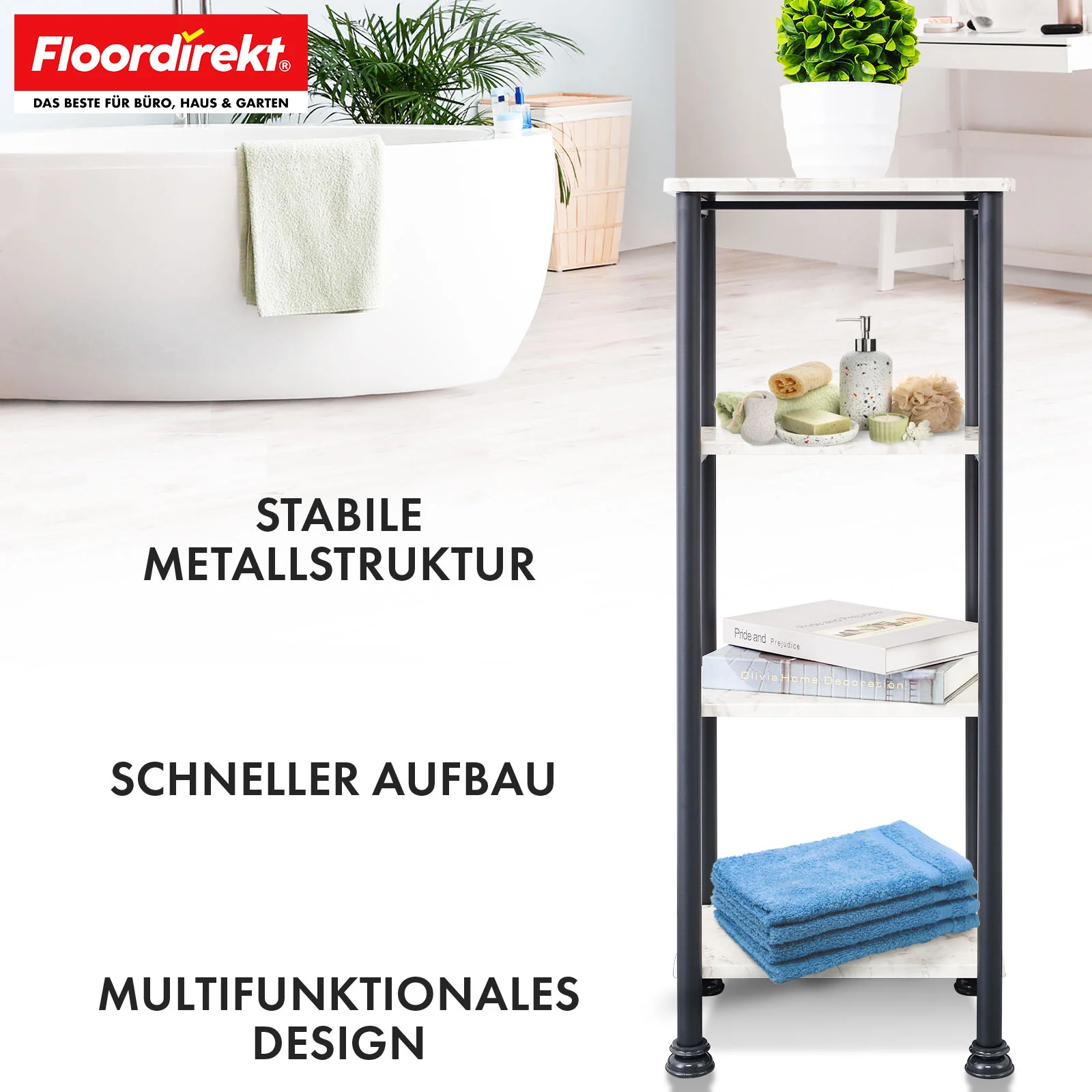 Standregal | Charles | Modernes Regal in Marmor-Optik mit stabiler Stahlkonstruktion | In 3 oder 4 Etagen erhältlich - Image 13