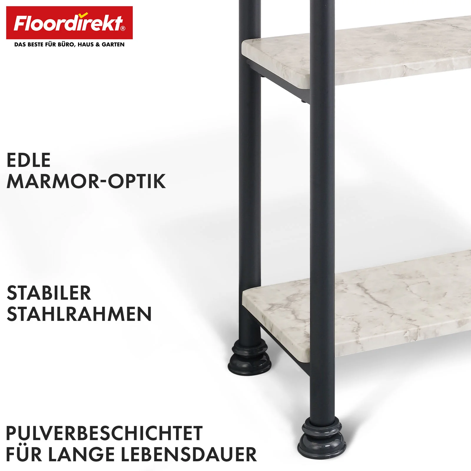 Standregal | Charles | Modernes Regal in Marmor-Optik mit stabiler Stahlkonstruktion | In 3 oder 4 Etagen erhältlich - Image 3
