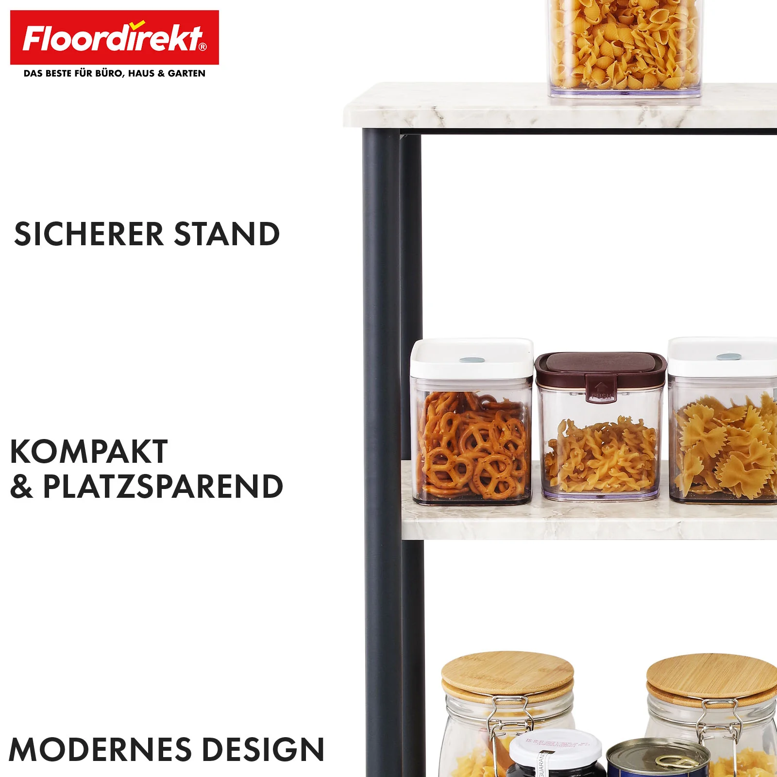 Standregal | Charles | Modernes Regal in Marmor-Optik mit stabiler Stahlkonstruktion | In 3 oder 4 Etagen erhältlich - Image 4