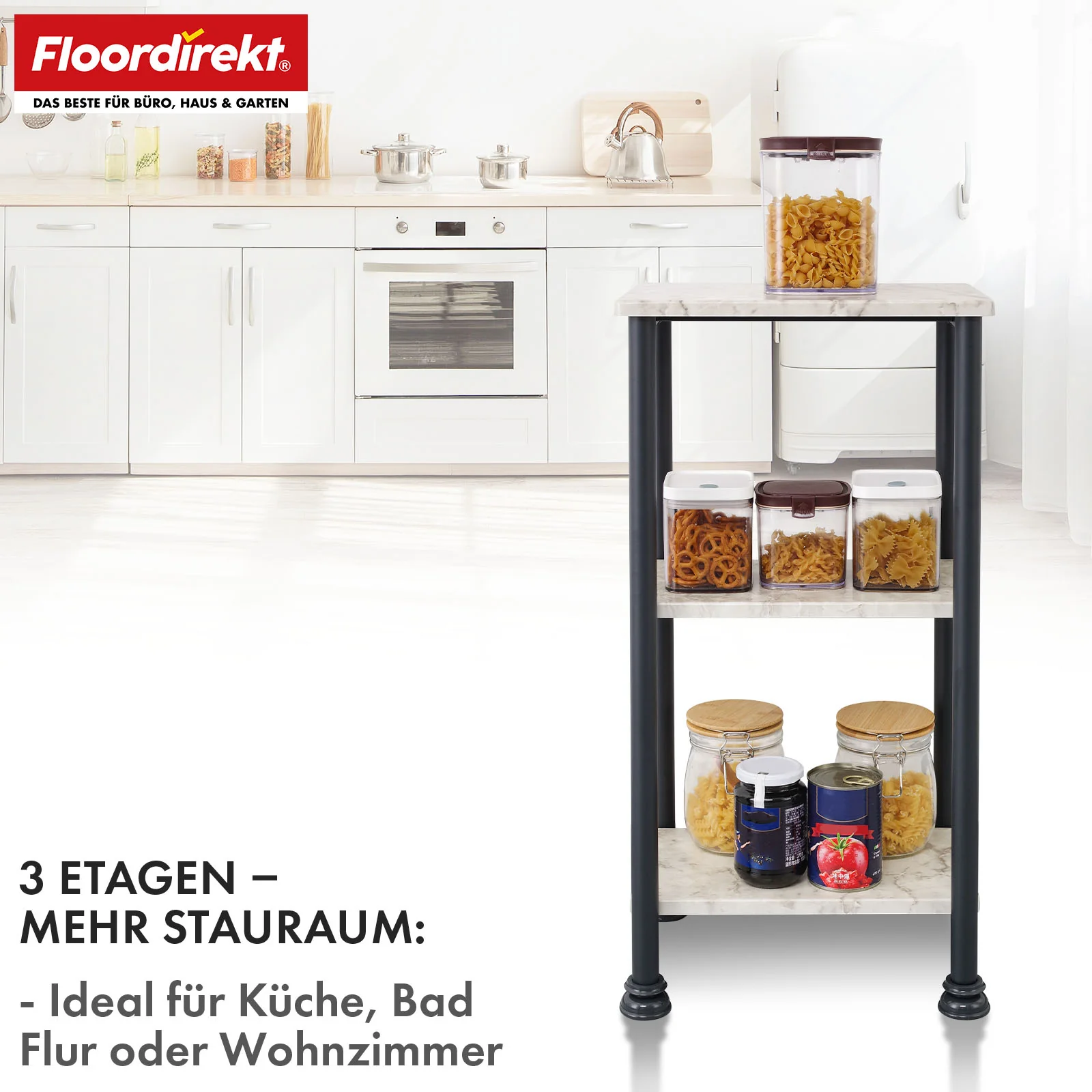 Standregal | Charles | Modernes Regal in Marmor-Optik mit stabiler Stahlkonstruktion | In 3 oder 4 Etagen erhältlich - Image 5