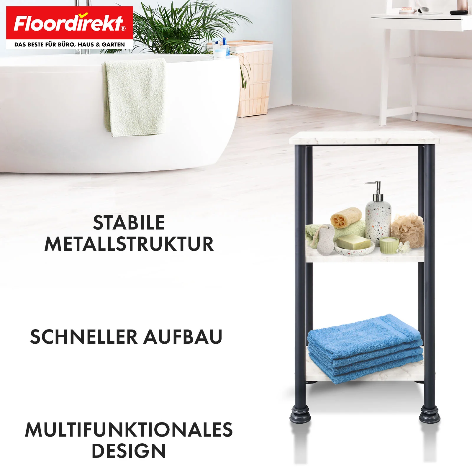 Standregal | Charles | Modernes Regal in Marmor-Optik mit stabiler Stahlkonstruktion | In 3 oder 4 Etagen erhältlich - Image 6