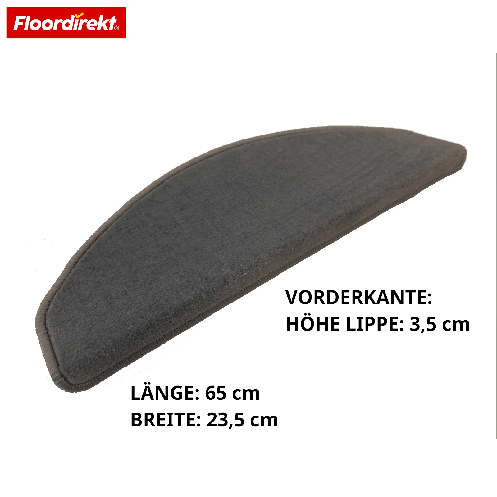 Velours-Stufenmatte | Wien | Halbrunde, rutschfeste Treppenmatte aus robustem Polypropylen | Treppenschutz, schalldämmend & antistatisch | Erhältlich in 4 modernen Farben - Image 3