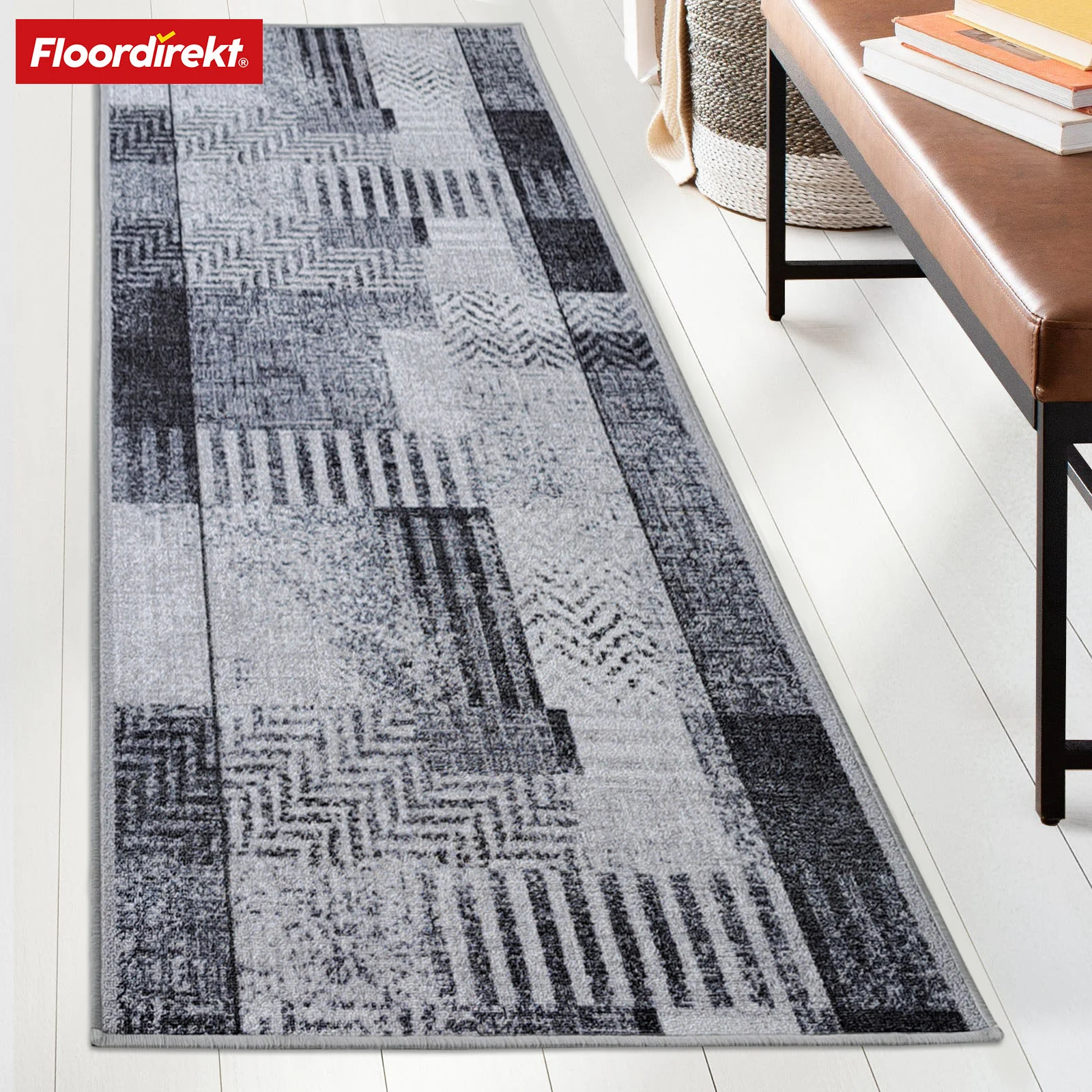 Teppich-Läufer auf Maß | Cordoba | Grautöne mit Muster | rutschfest & robust | 80 cm Breite - Image 6