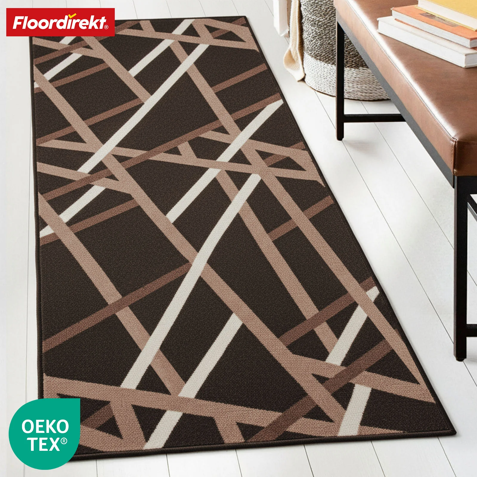 Teppichläufer | Printed | In Anthrazit & Braun | Moderner Läufer mit Streifen-Design & rutschhemmender Gel-Rückseite | Strapazierfähig & pflegeleicht - Image 15