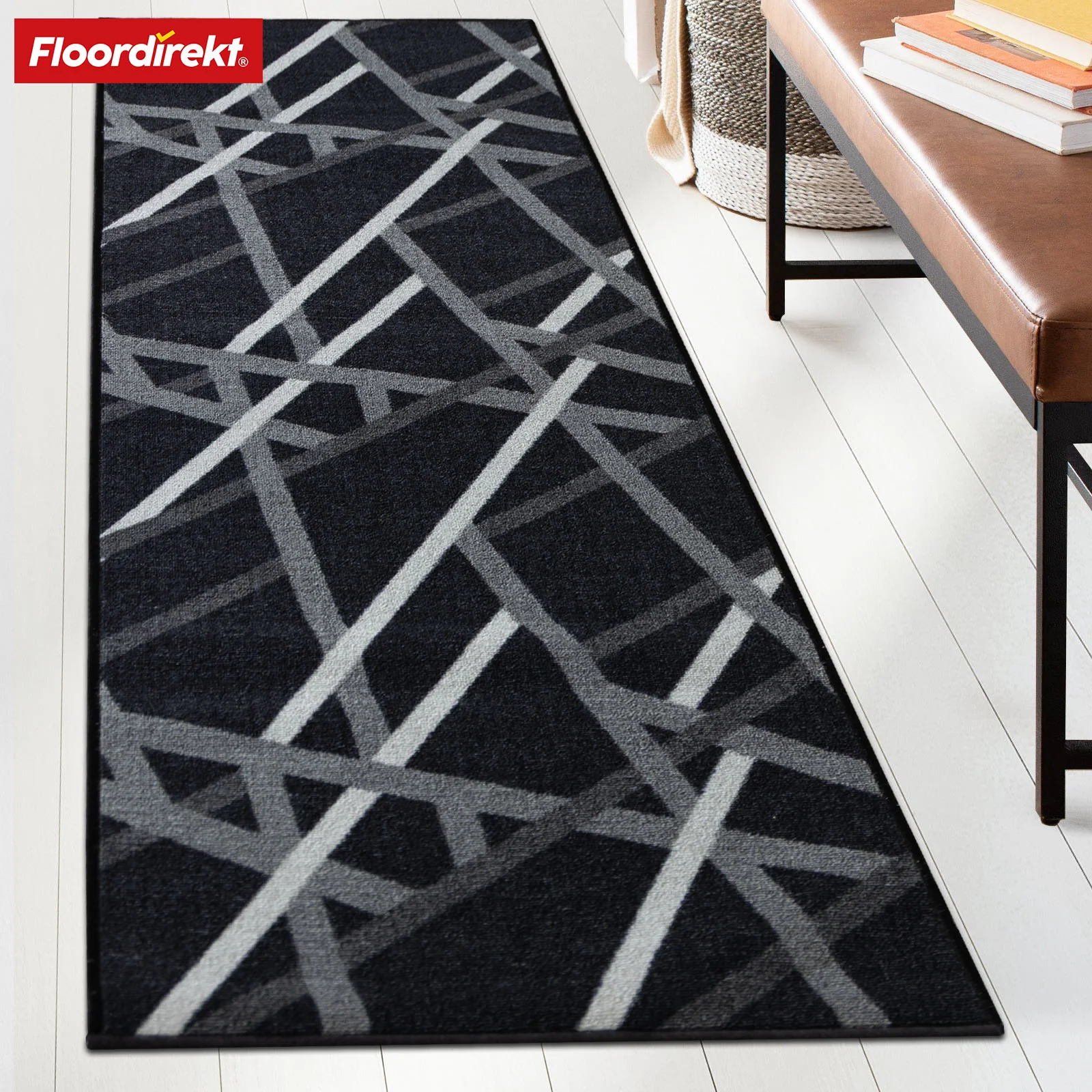 Teppichläufer | Printed | In Anthrazit & Braun | Moderner Läufer mit Streifen-Design & rutschhemmender Gel-Rückseite | Strapazierfähig & pflegeleicht - Image 7