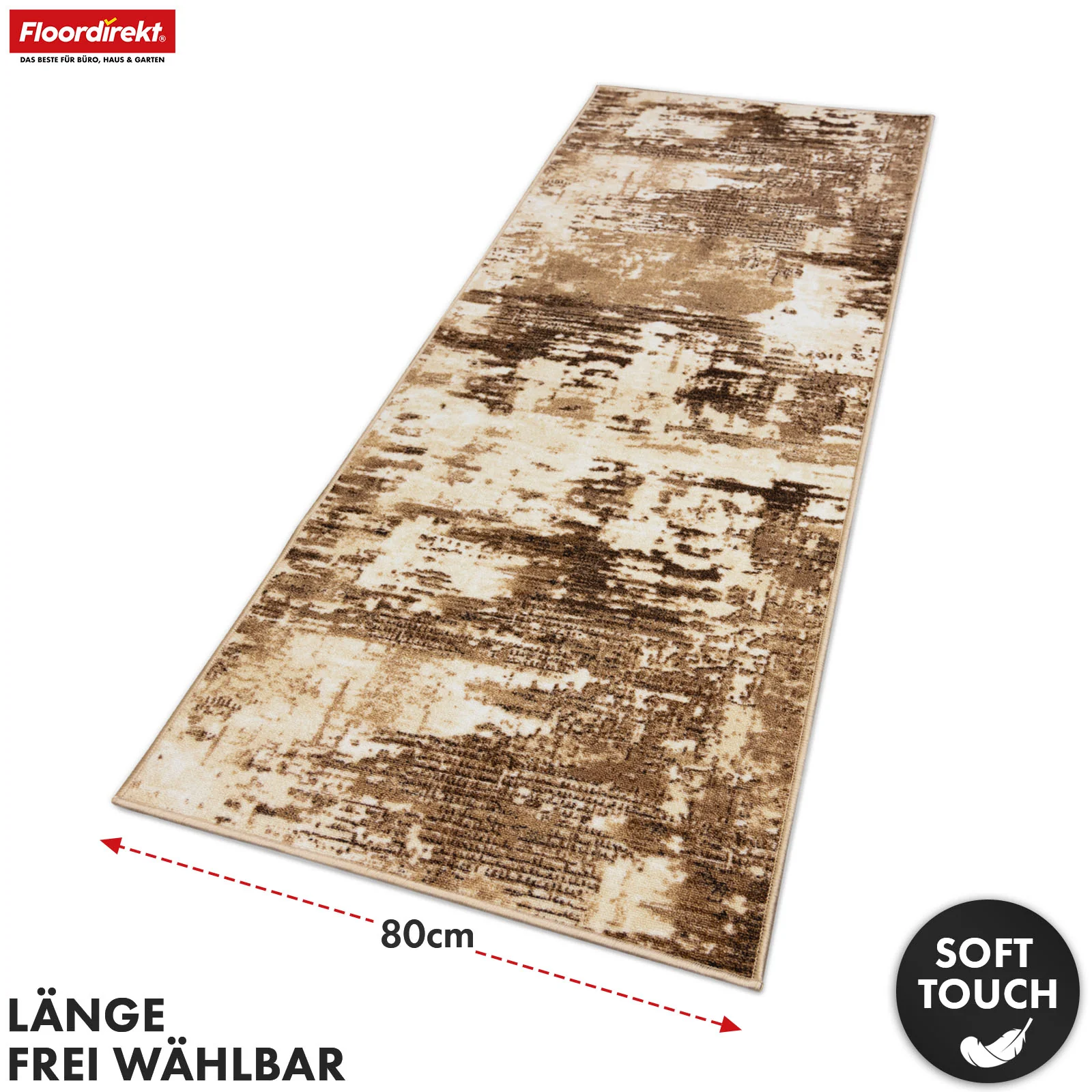 Teppichläufer | Ravena | Moderner Läufer in Anthrazit, Braun & Sand | Abstraktes Design mit rutschhemmender Gel-Rückseite - Image 13