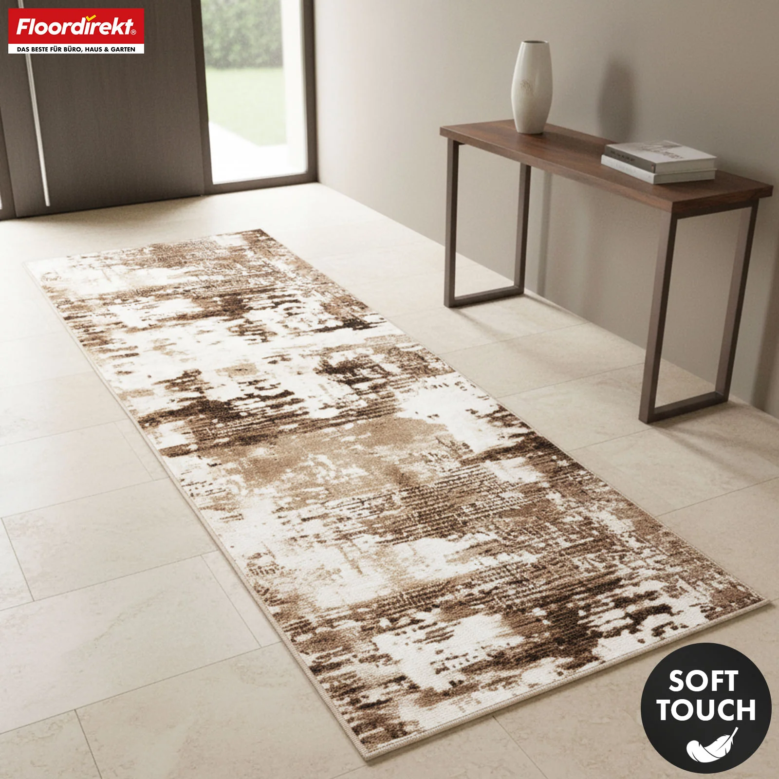 Teppichläufer | Ravena | Moderner Läufer in Anthrazit, Braun & Sand | Abstraktes Design mit rutschhemmender Gel-Rückseite - Image 15