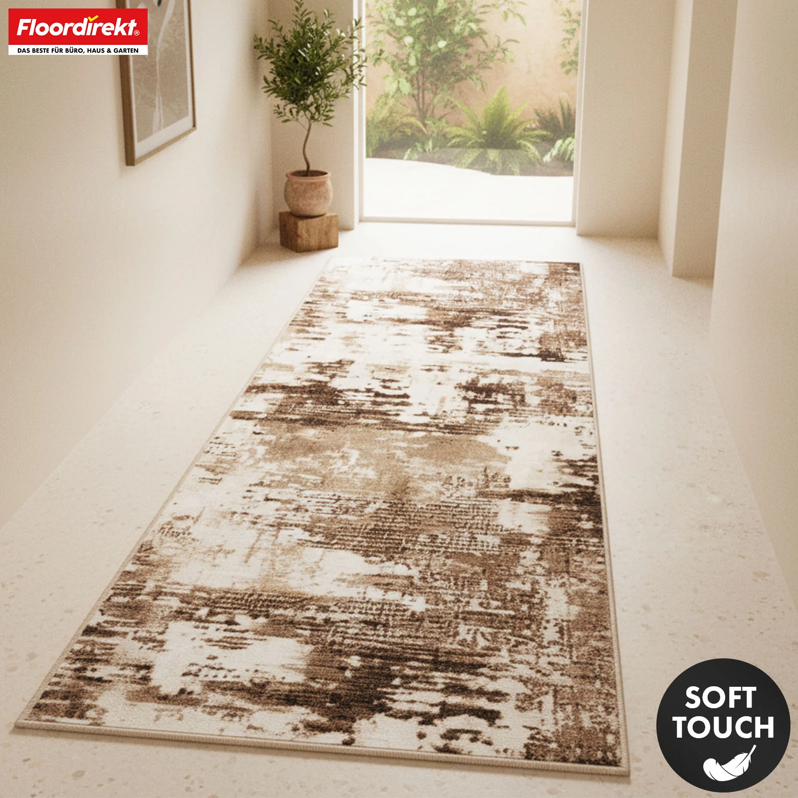 Teppichläufer | Ravena | Moderner Läufer in Anthrazit, Braun & Sand | Abstraktes Design mit rutschhemmender Gel-Rückseite - Image 18
