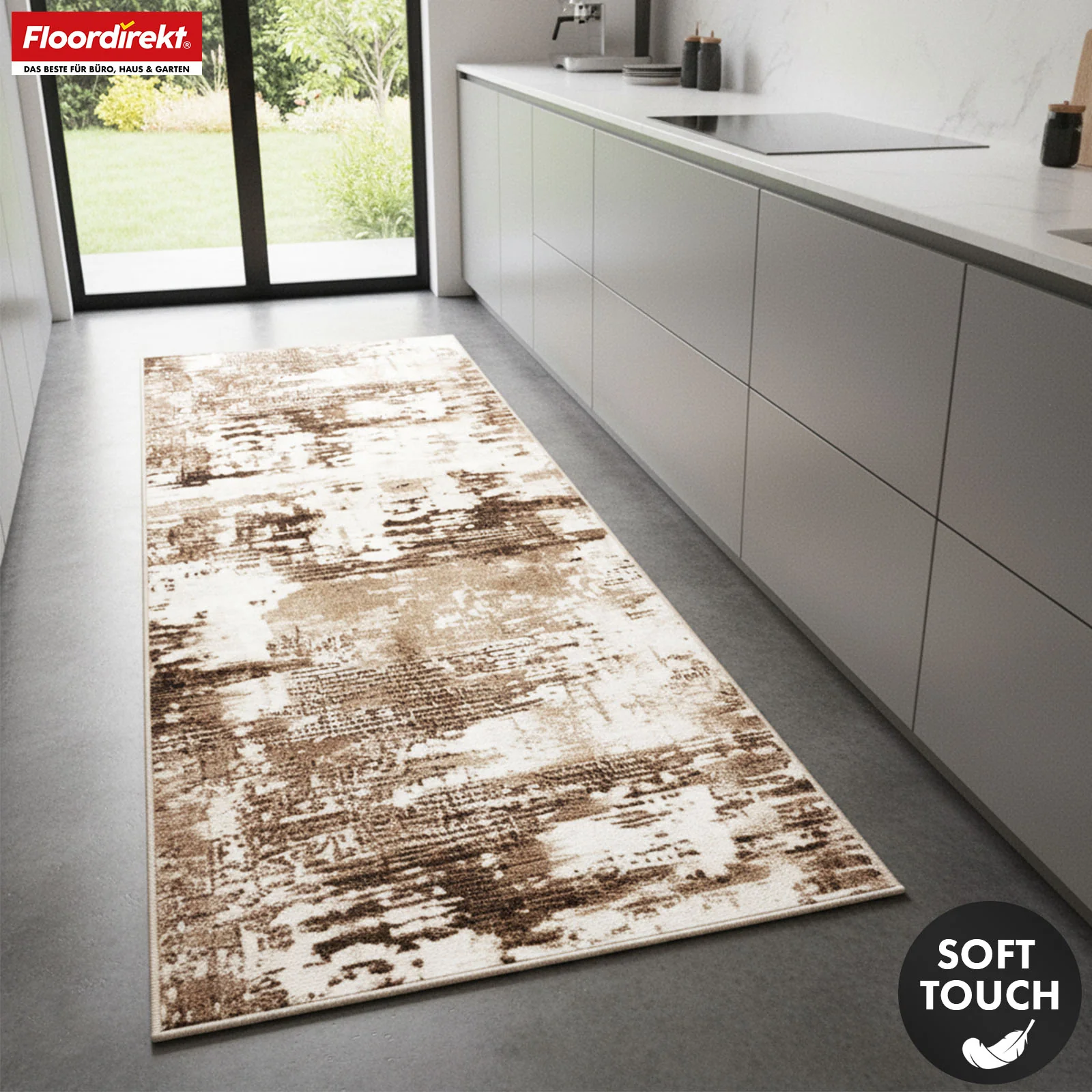 Teppichläufer | Ravena | Moderner Läufer in Anthrazit, Braun & Sand | Abstraktes Design mit rutschhemmender Gel-Rückseite - Image 19