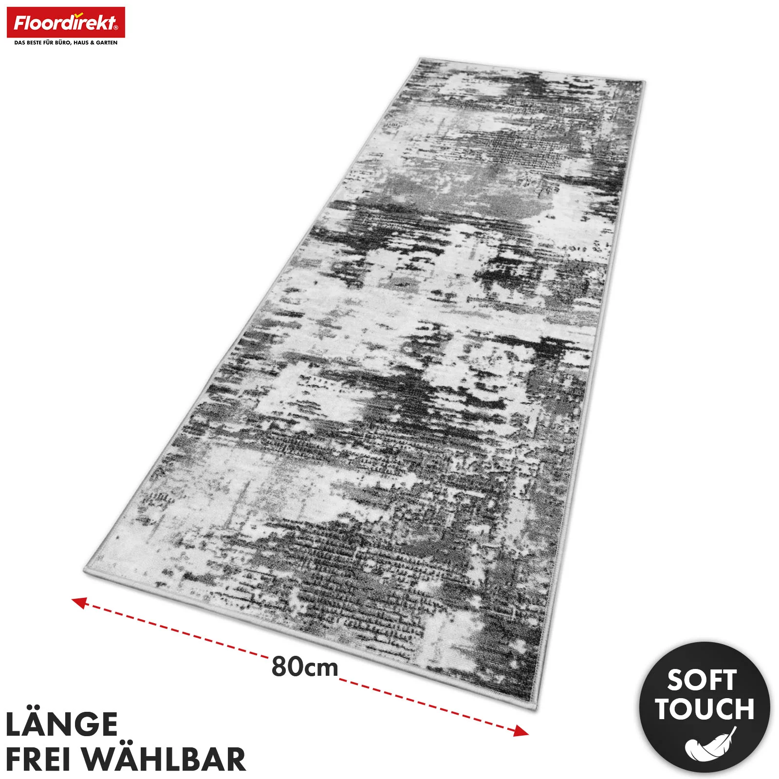 Teppichläufer | Ravena | Moderner Läufer in Anthrazit, Braun & Sand | Abstraktes Design mit rutschhemmender Gel-Rückseite - Image 3