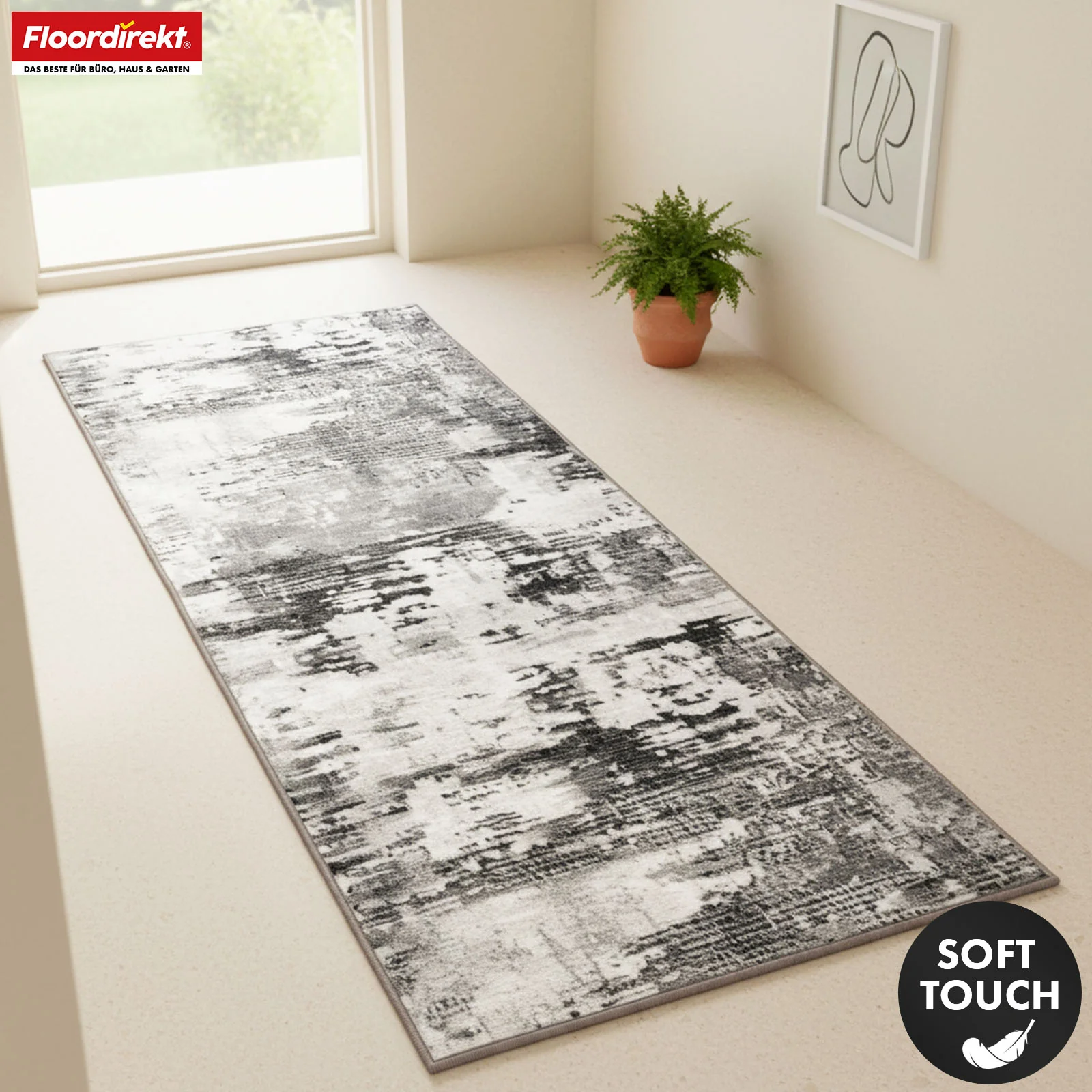 Teppichläufer | Ravena | Moderner Läufer in Anthrazit, Braun & Sand | Abstraktes Design mit rutschhemmender Gel-Rückseite - Image 5