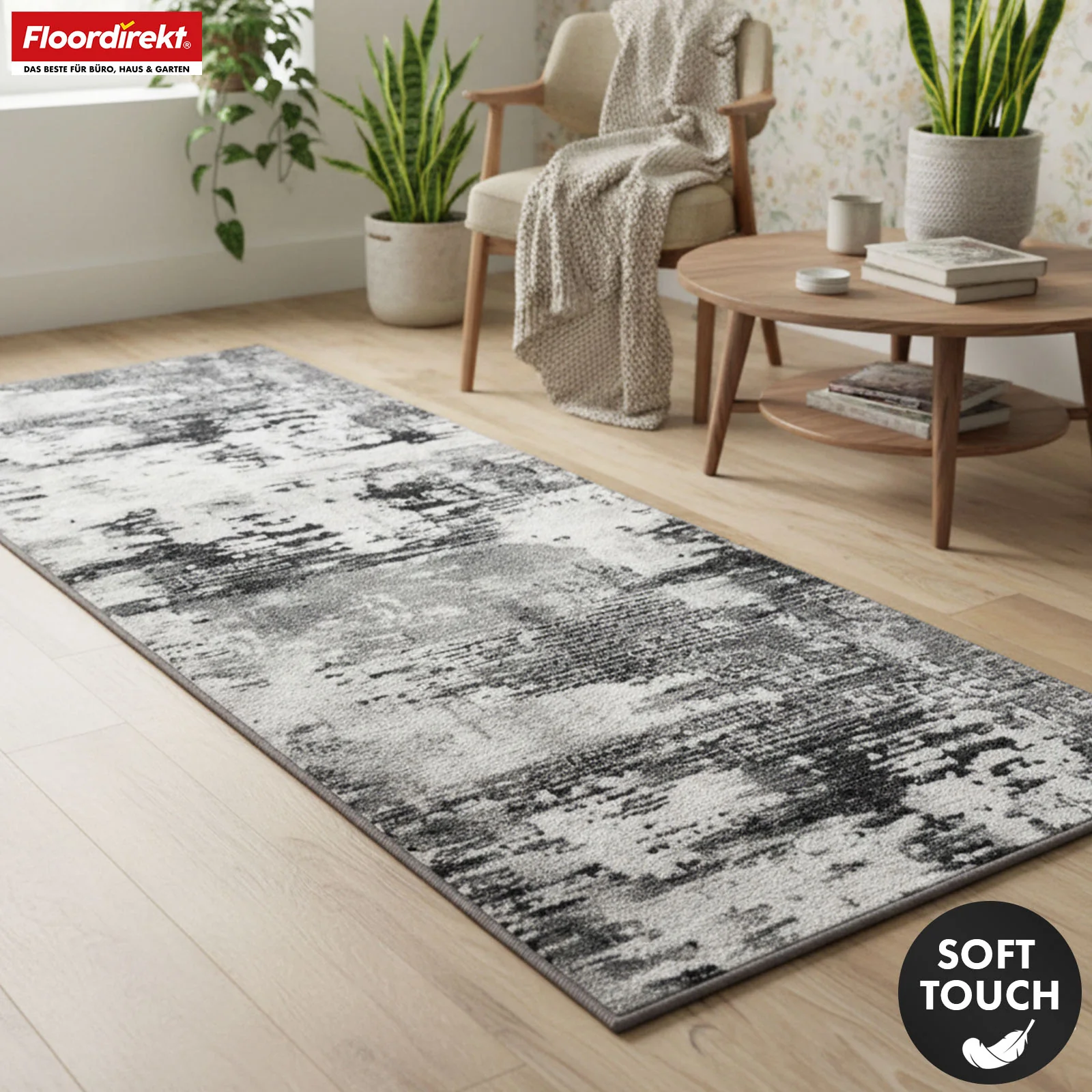 Teppichläufer | Ravena | Moderner Läufer in Anthrazit, Braun & Sand | Abstraktes Design mit rutschhemmender Gel-Rückseite - Image 9