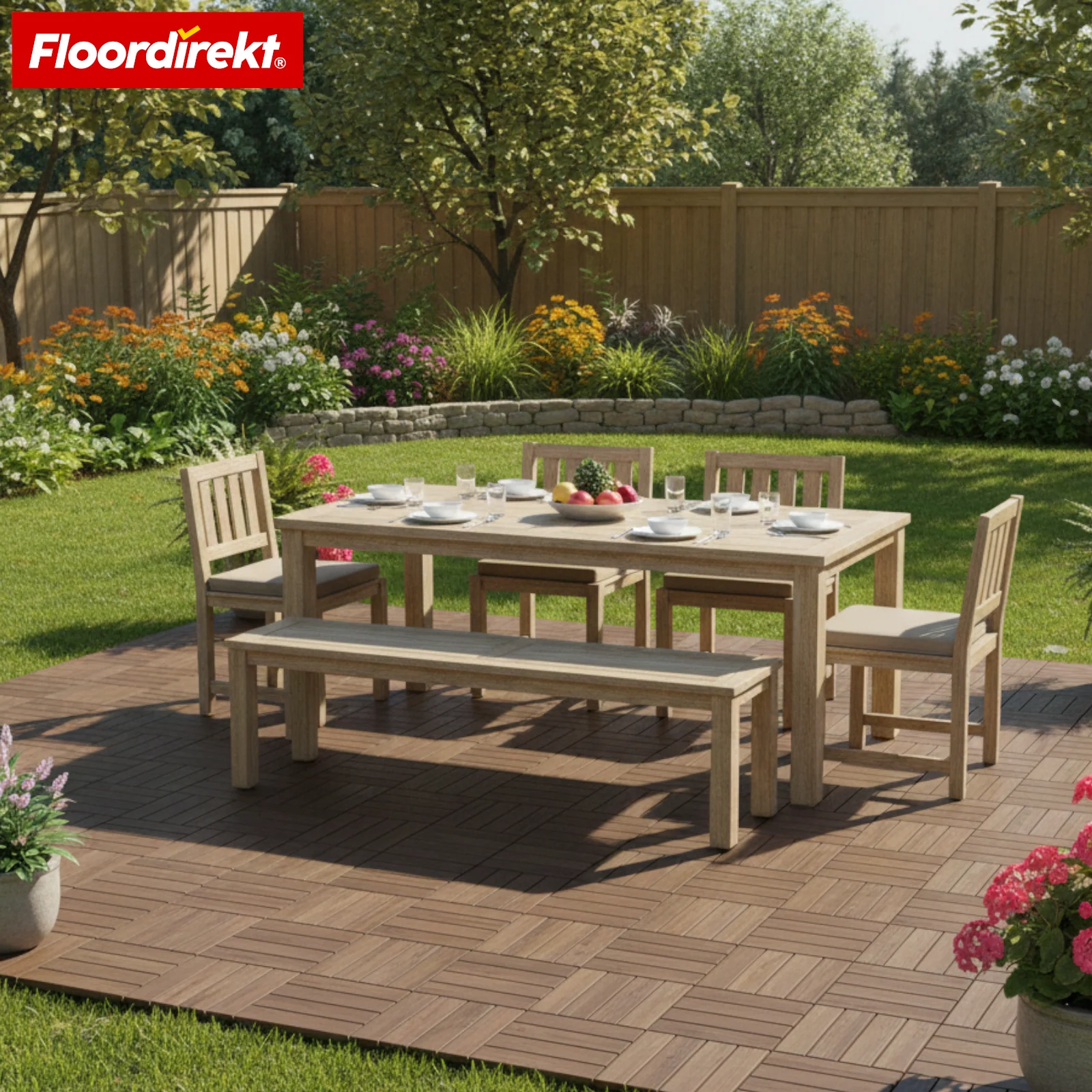 Terrassenfliesen | Majestic | Braun | 30x30 cm Klickfliesen in Holzdielenoptik | Witterungsbeständig & pflegeleicht - Image 5