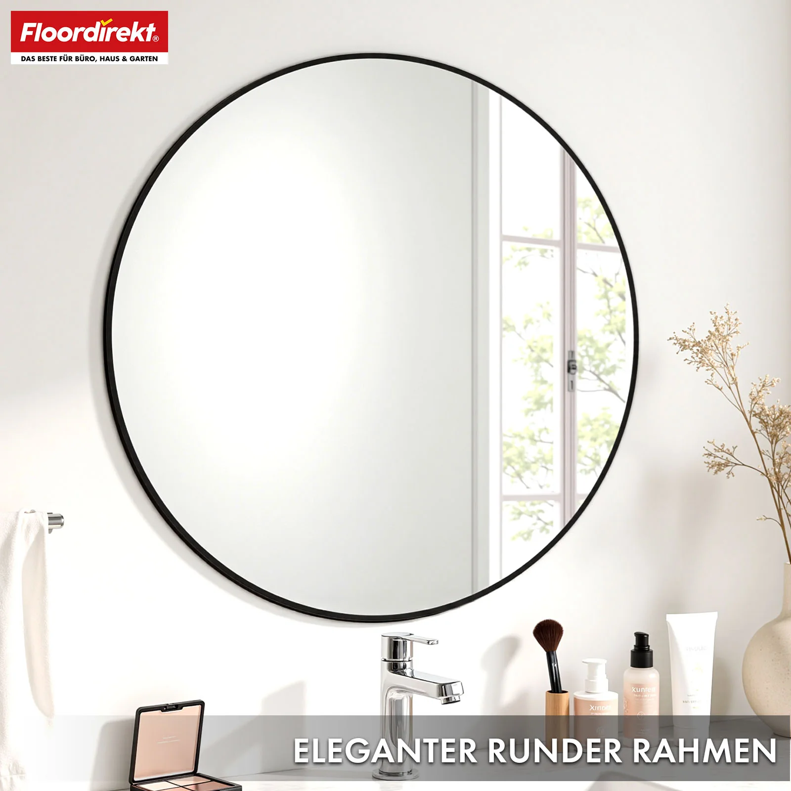 Wandspiegel | Bella | Runder Spiegel mit schwarzem Rahmen aus Aluminiumlegierung | In verschiedenen Größen erhältlich - Image 11