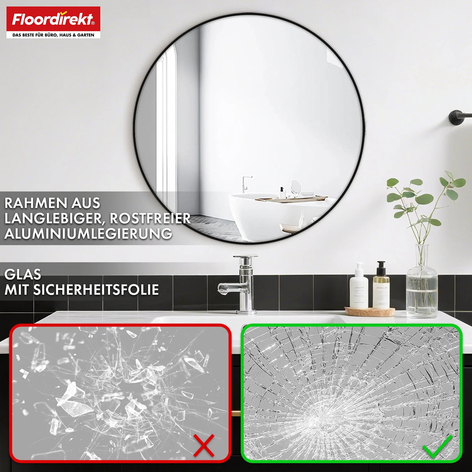 Wandspiegel | Bella | Runder Spiegel mit schwarzem Rahmen aus Aluminiumlegierung | In verschiedenen Größen erhältlich - Image 16