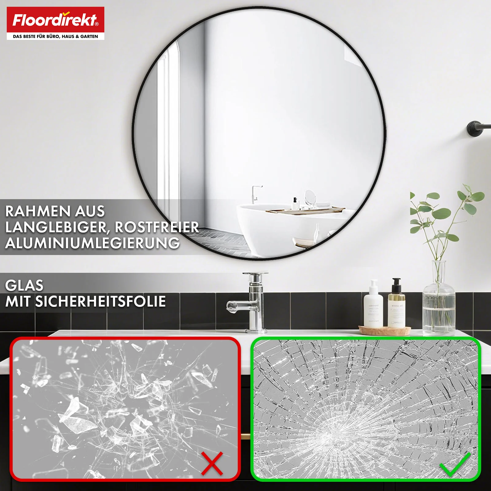 Wandspiegel | Bella | Runder Spiegel mit schwarzem Rahmen aus Aluminiumlegierung | In verschiedenen Größen erhältlich - Image 24