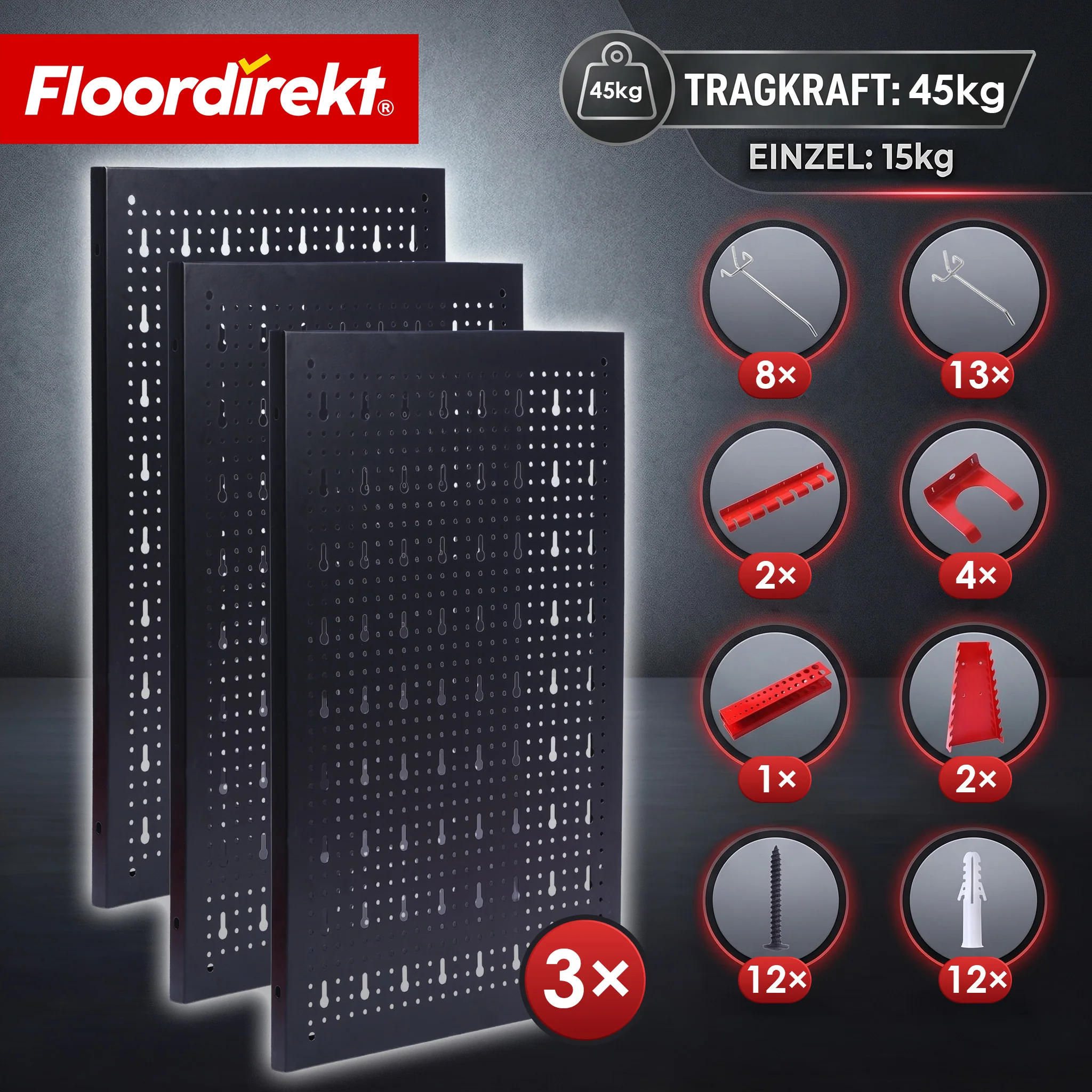 Werkzeugwand | Parker | Lochwand Set aus Metall mit Zubehör | Werkzeughalter für Werkstatt & Garage - Image 11