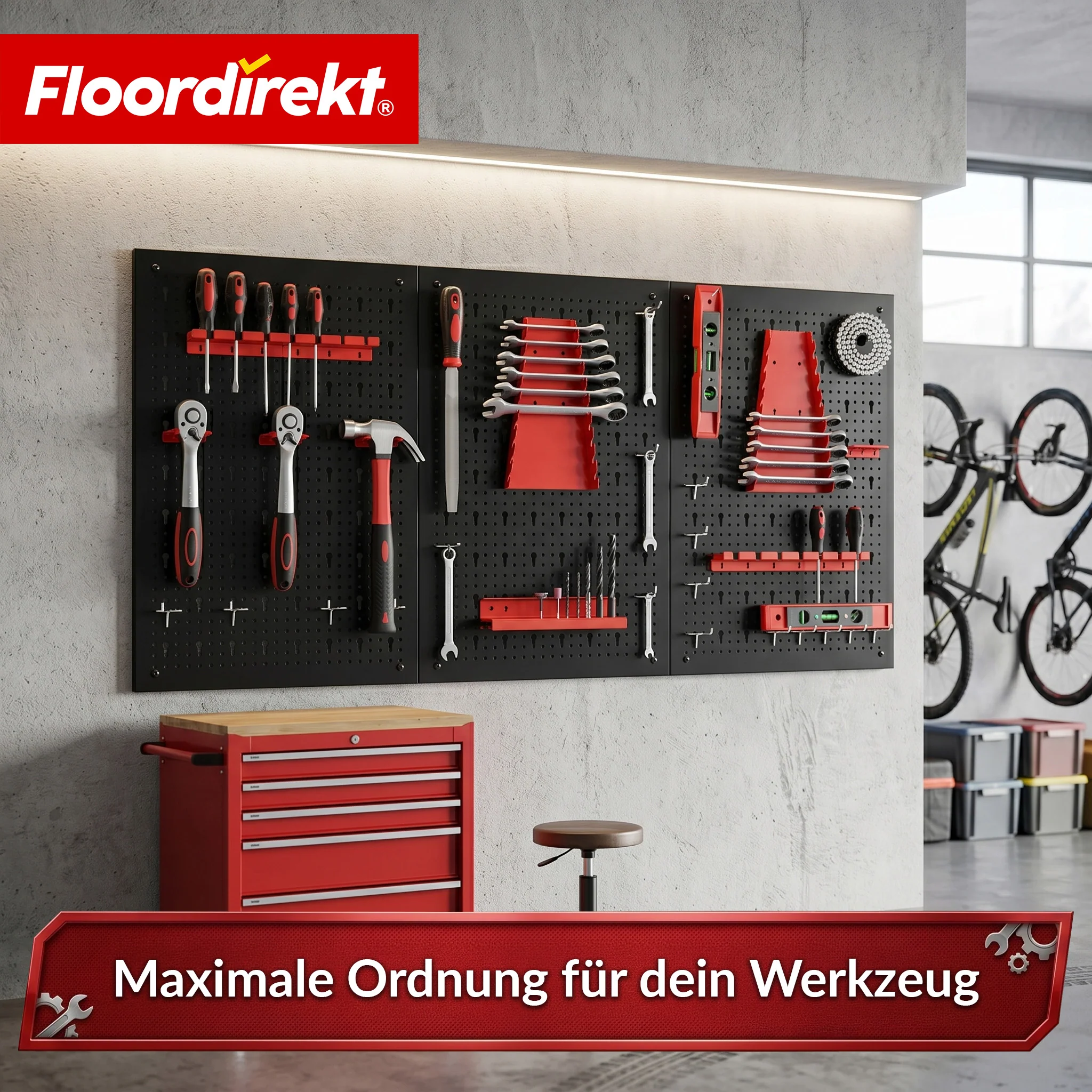 Werkzeugwand | Parker | Lochwand Set aus Metall mit Zubehör | Werkzeughalter für Werkstatt & Garage - Image 12