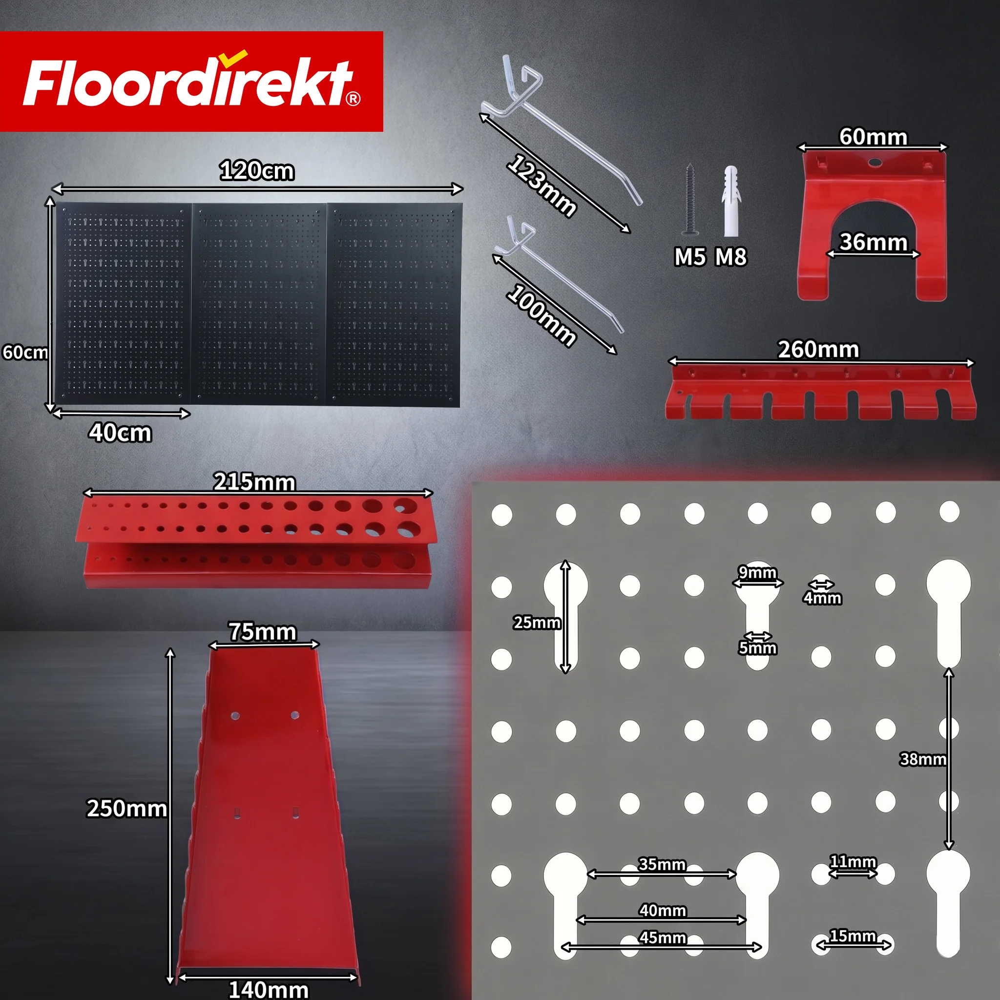 Werkzeugwand | Parker | Lochwand Set aus Metall mit Zubehör | Werkzeughalter für Werkstatt & Garage - Image 18