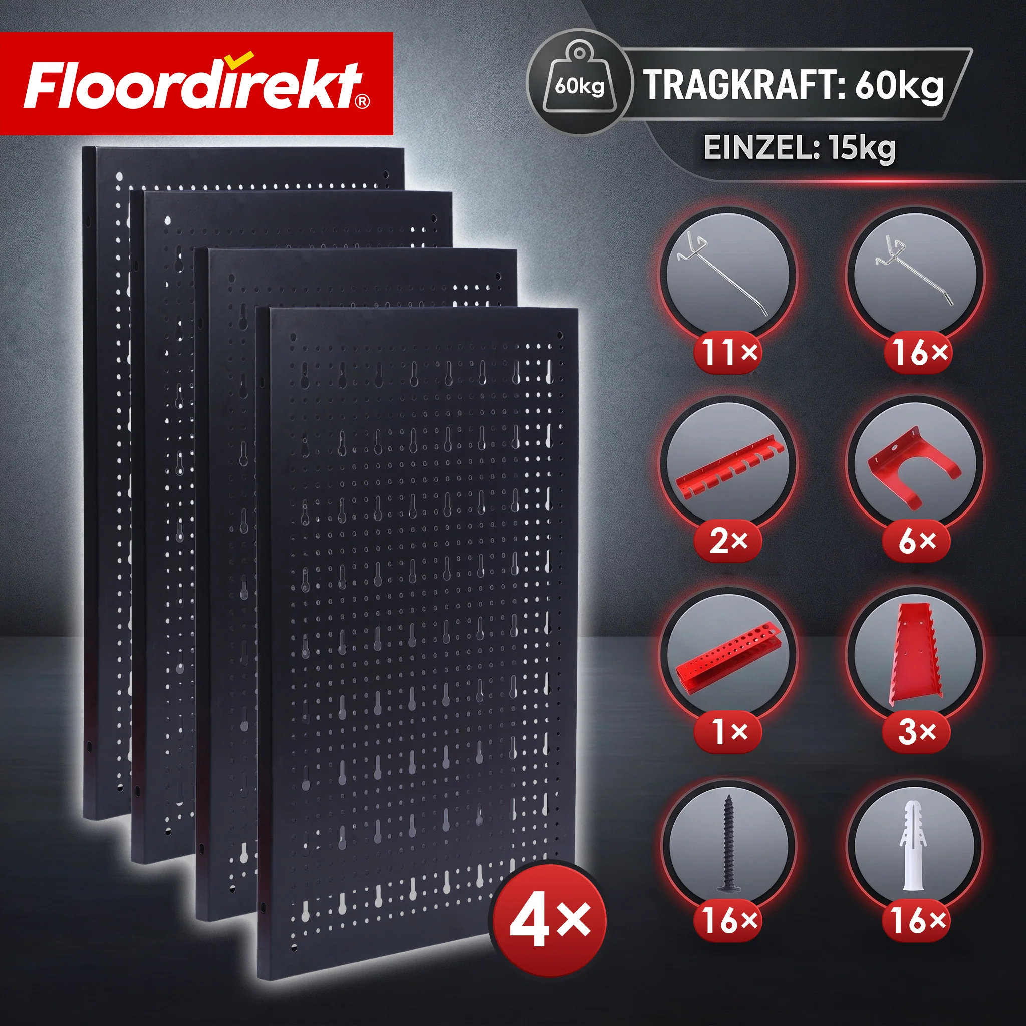 Werkzeugwand | Parker | Lochwand Set aus Metall mit Zubehör | Werkzeughalter für Werkstatt & Garage - Image 20