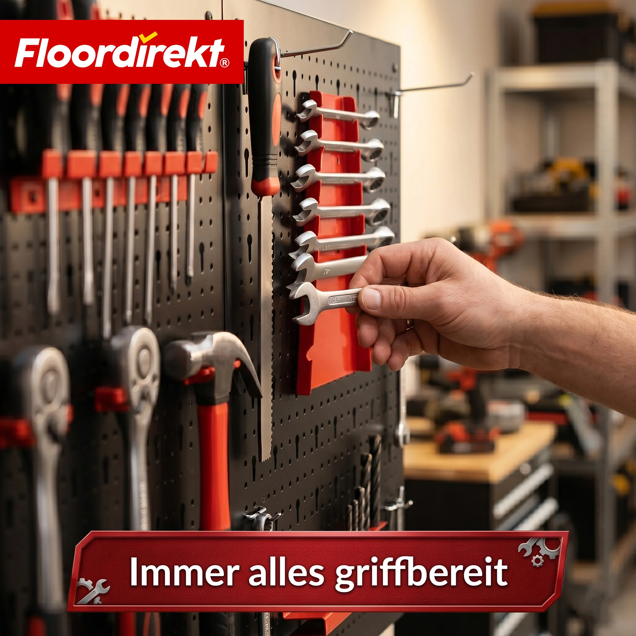 Werkzeugwand | Parker | Lochwand Set aus Metall mit Zubehör | Werkzeughalter für Werkstatt & Garage - Image 22