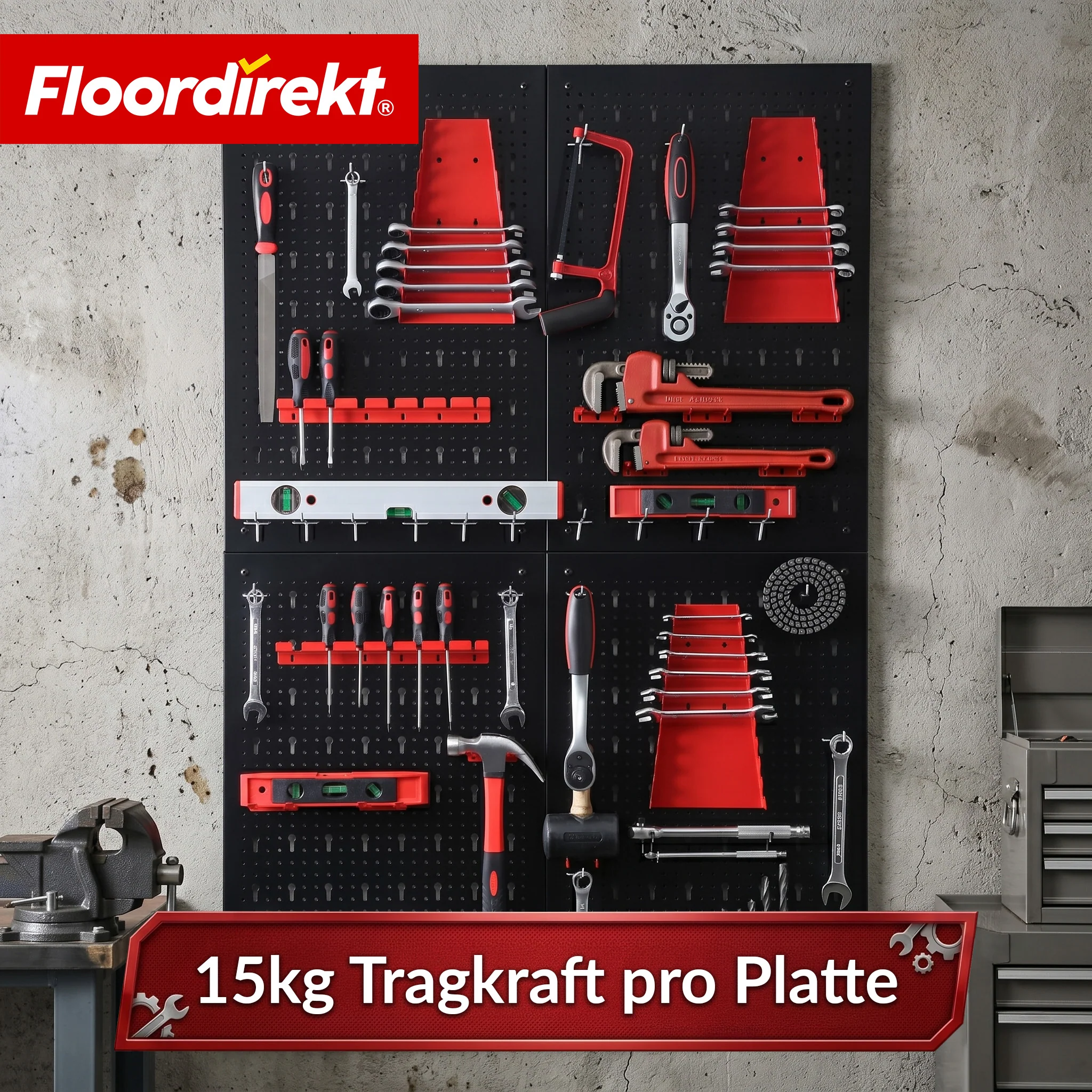 Werkzeugwand | Parker | Lochwand Set aus Metall mit Zubehör | Werkzeughalter für Werkstatt & Garage - Image 26