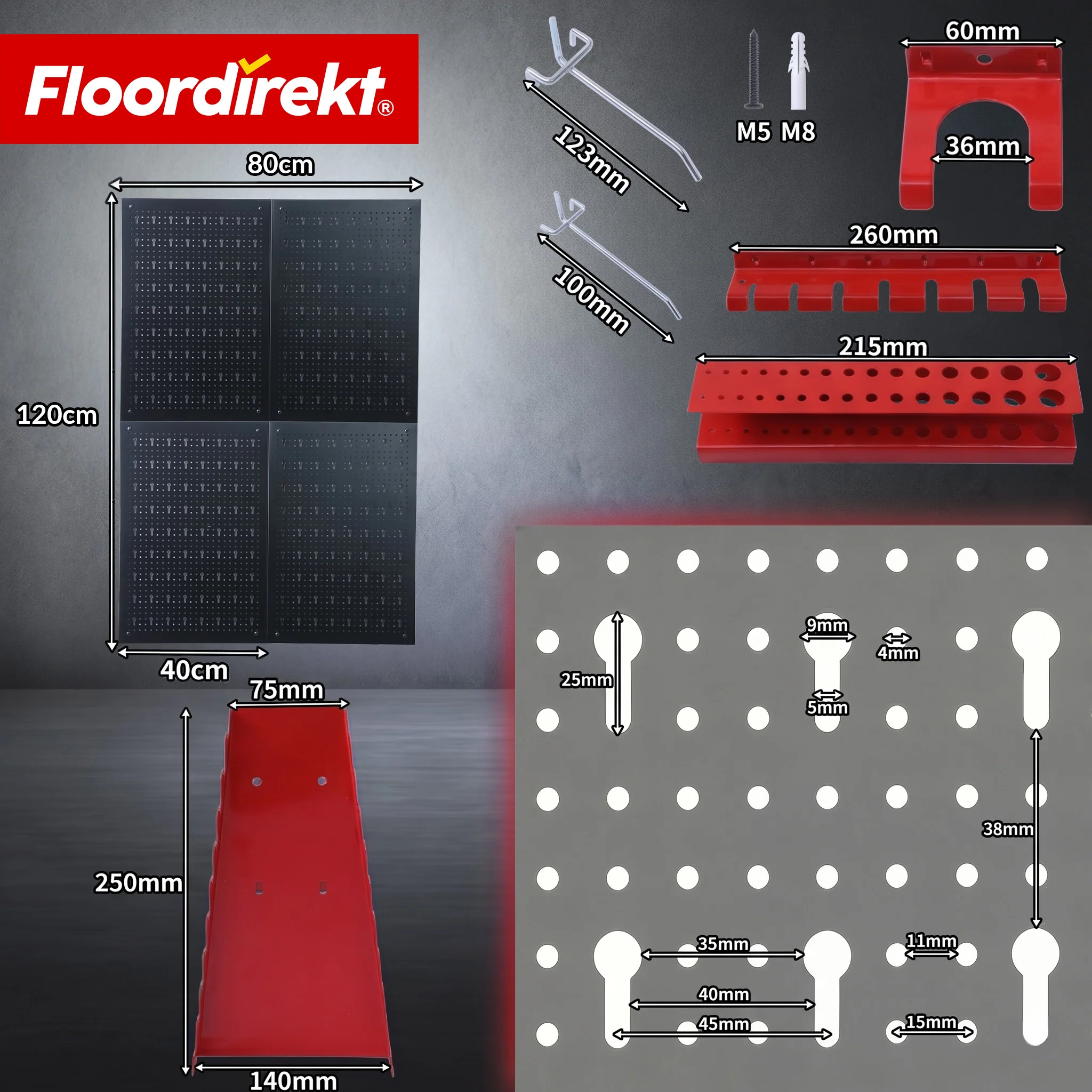 Werkzeugwand | Parker | Lochwand Set aus Metall mit Zubehör | Werkzeughalter für Werkstatt & Garage - Image 27