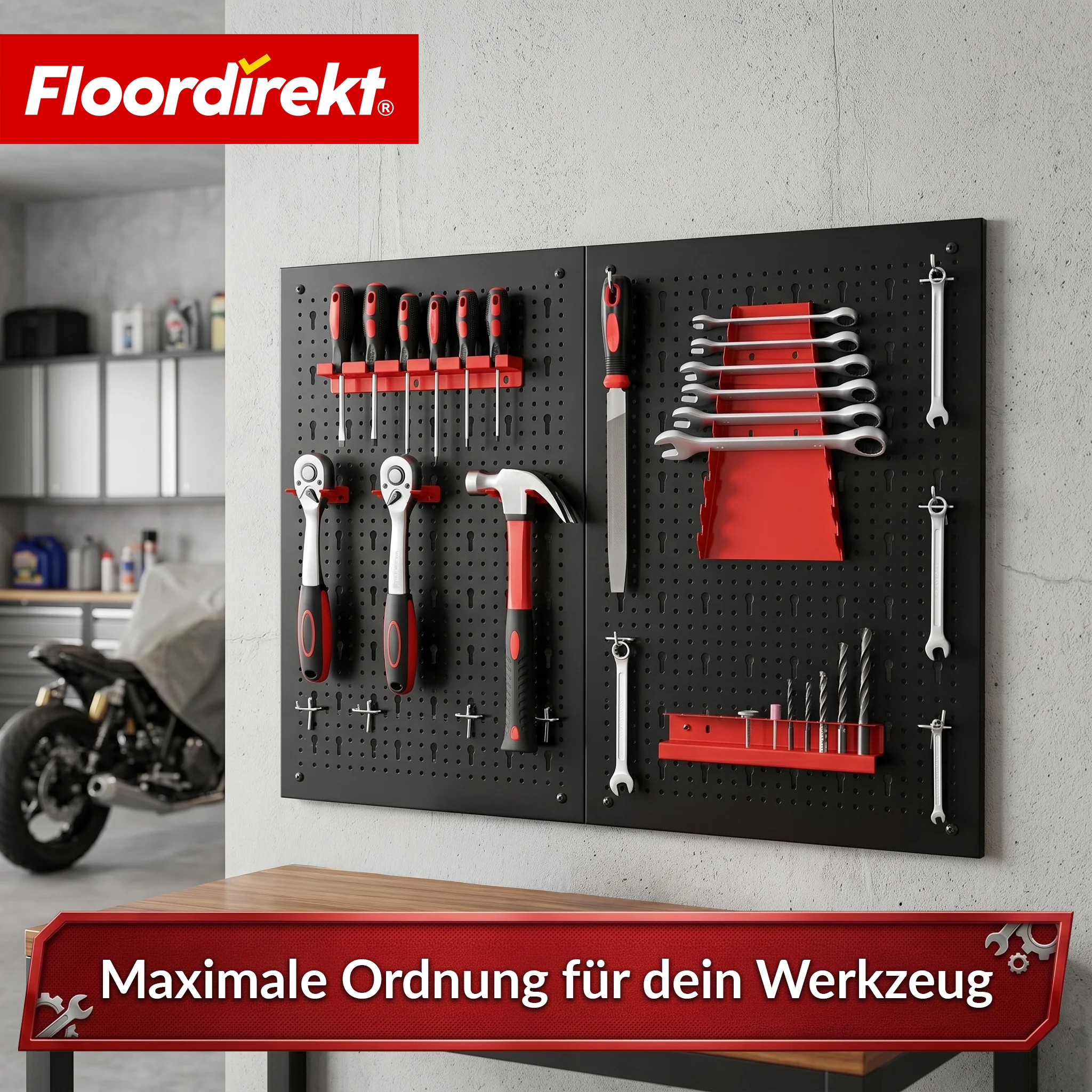 Werkzeugwand | Parker | Lochwand Set aus Metall mit Zubehör | Werkzeughalter für Werkstatt & Garage - Image 3