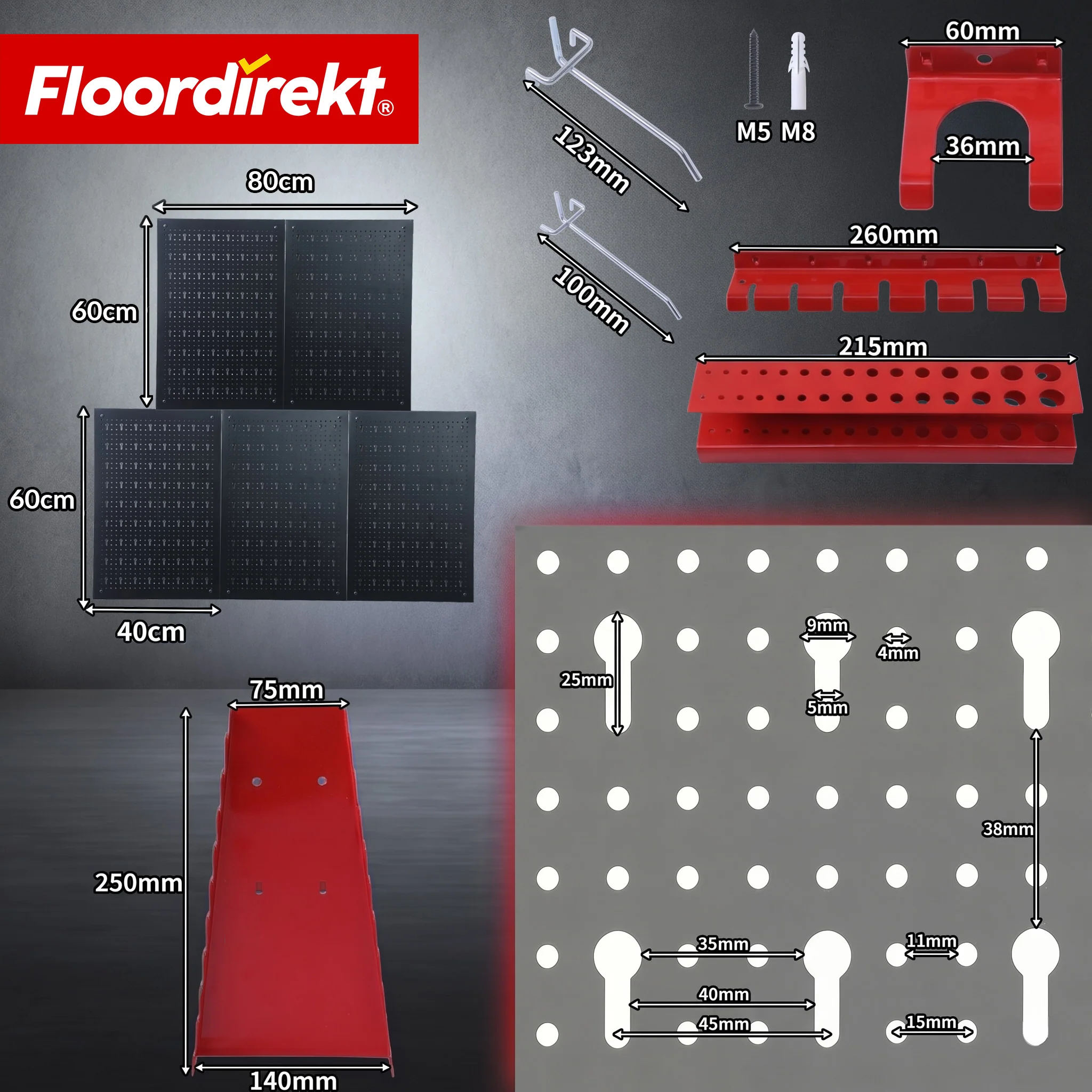 Werkzeugwand | Parker | Lochwand Set aus Metall mit Zubehör | Werkzeughalter für Werkstatt & Garage - Image 36
