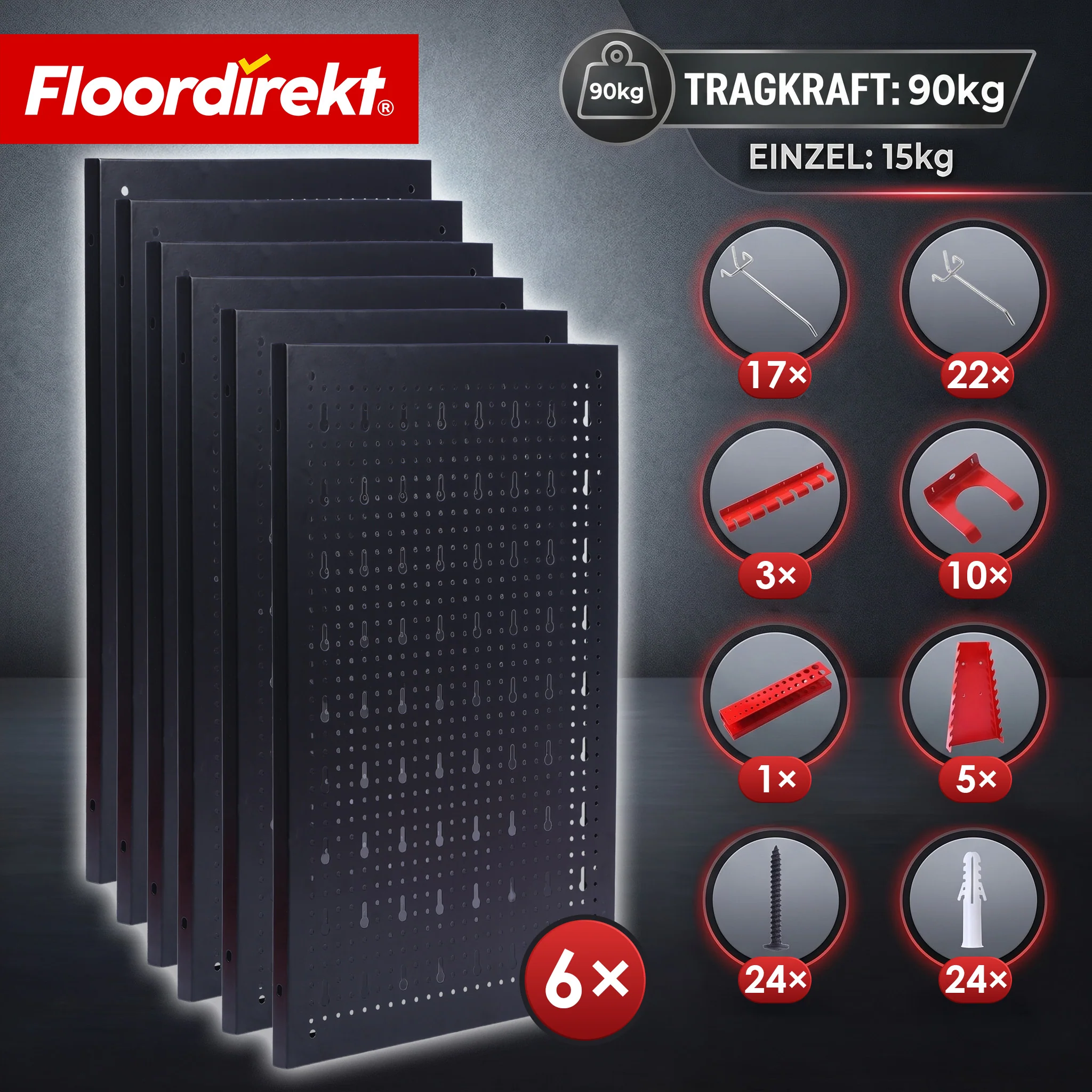 Werkzeugwand | Parker | Lochwand Set aus Metall mit Zubehör | Werkzeughalter für Werkstatt & Garage - Image 38