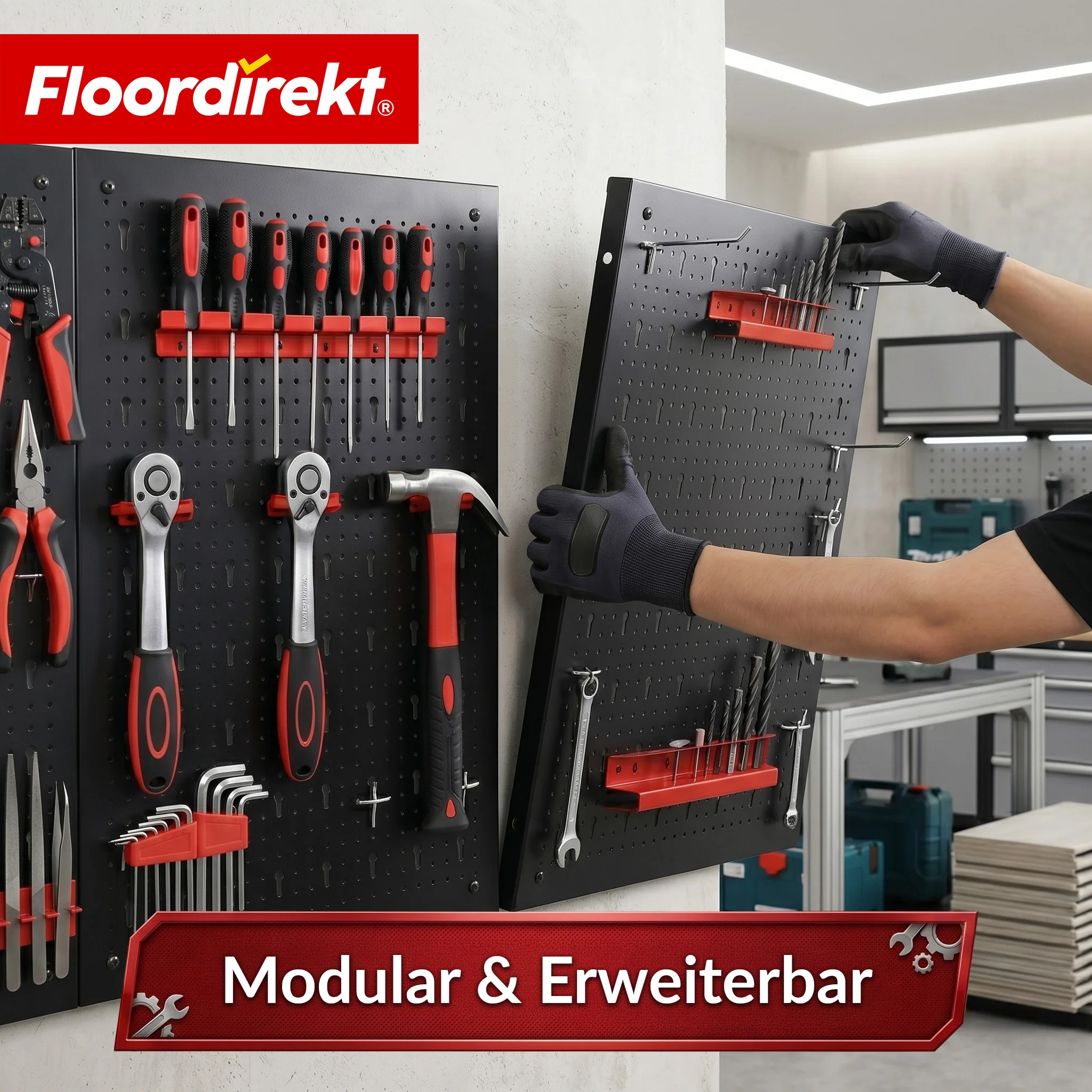 Werkzeugwand | Parker | Lochwand Set aus Metall mit Zubehör | Werkzeughalter für Werkstatt & Garage - Image 42