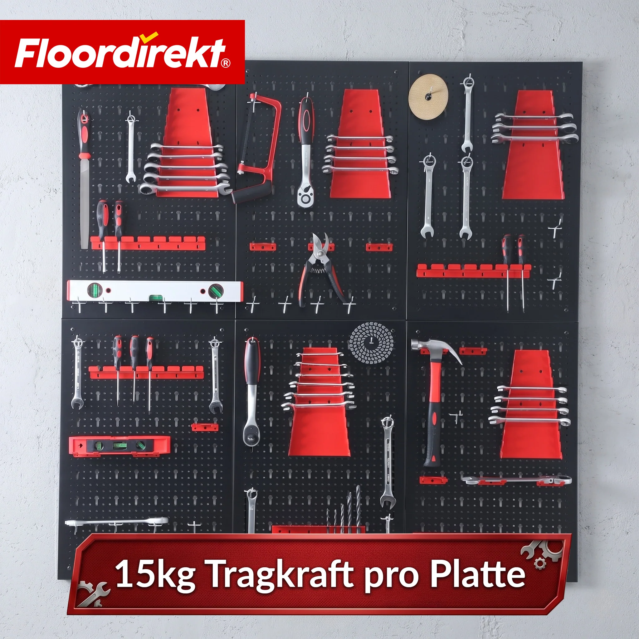 Werkzeugwand | Parker | Lochwand Set aus Metall mit Zubehör | Werkzeughalter für Werkstatt & Garage - Image 44