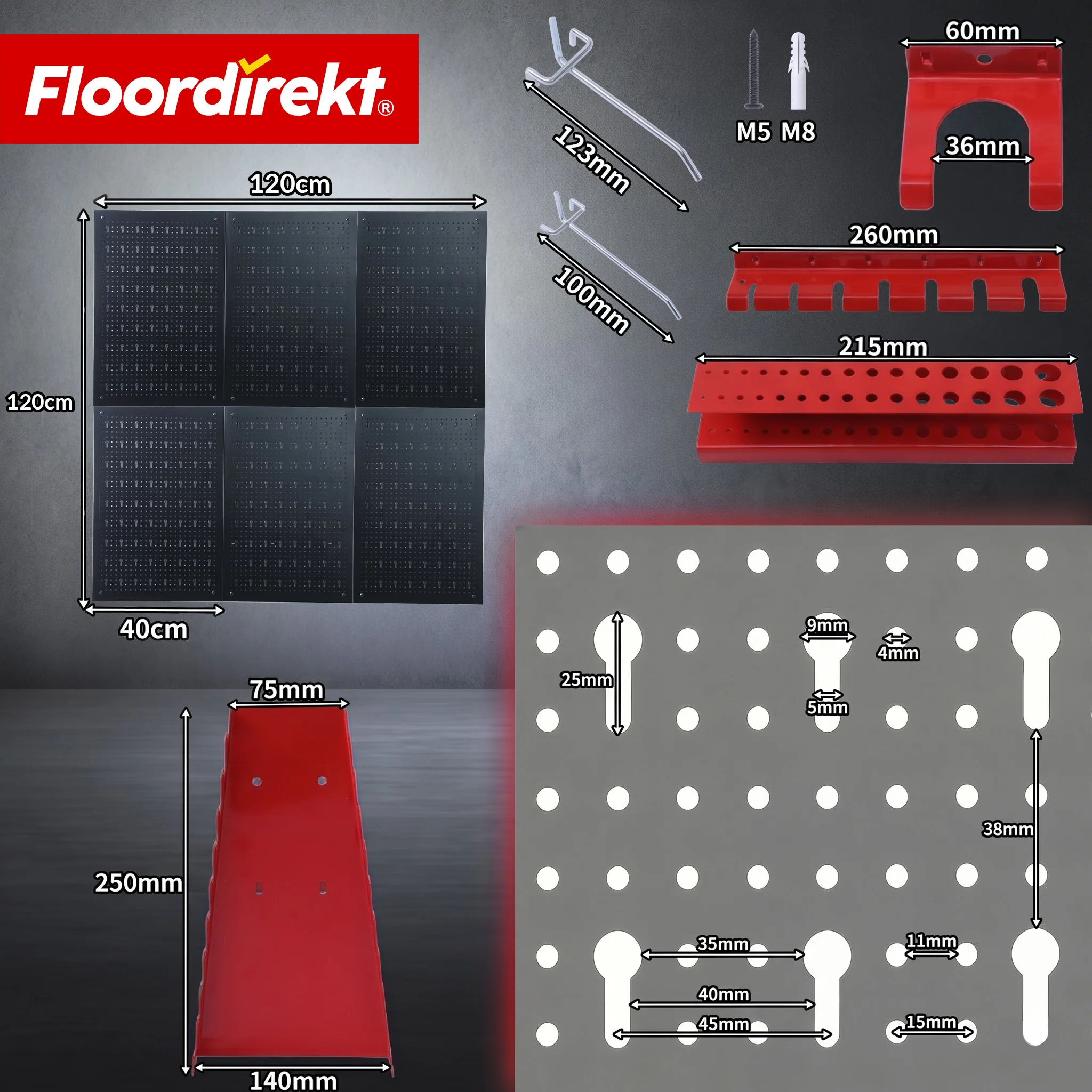 Werkzeugwand | Parker | Lochwand Set aus Metall mit Zubehör | Werkzeughalter für Werkstatt & Garage - Image 45