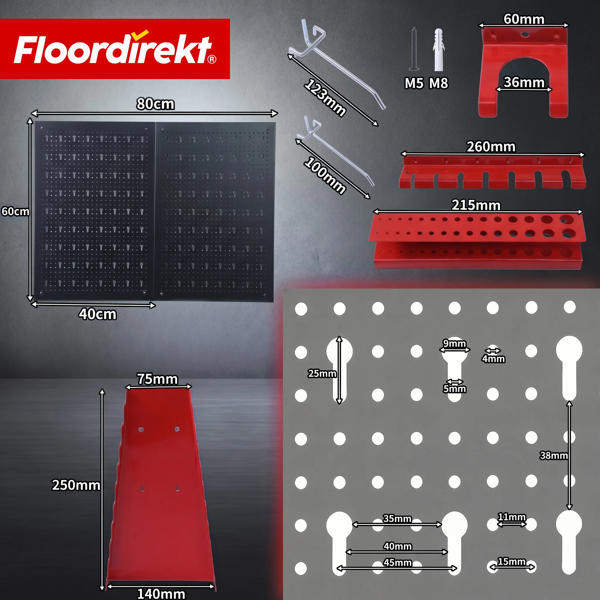 Werkzeugwand | Parker | Lochwand Set aus Metall mit Zubehör | Werkzeughalter für Werkstatt & Garage - Image 9