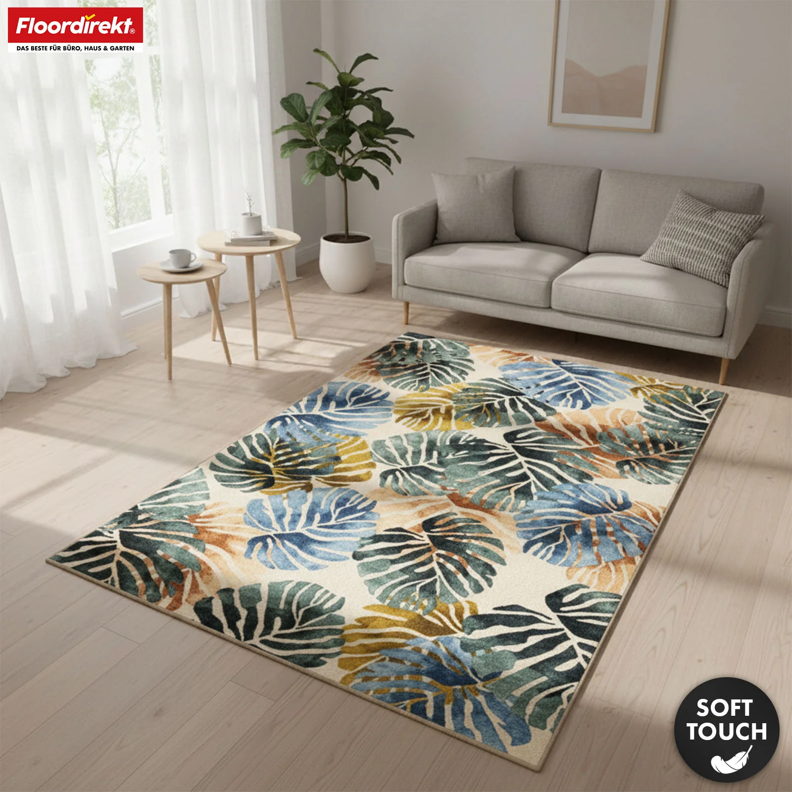 Wohnteppich | Amazonia | Moderner Teppich mit Blätterdesign | Rutschfest, strapazierfähig & pflegeleicht | Verschiedene Größen verfügbar - Image 5